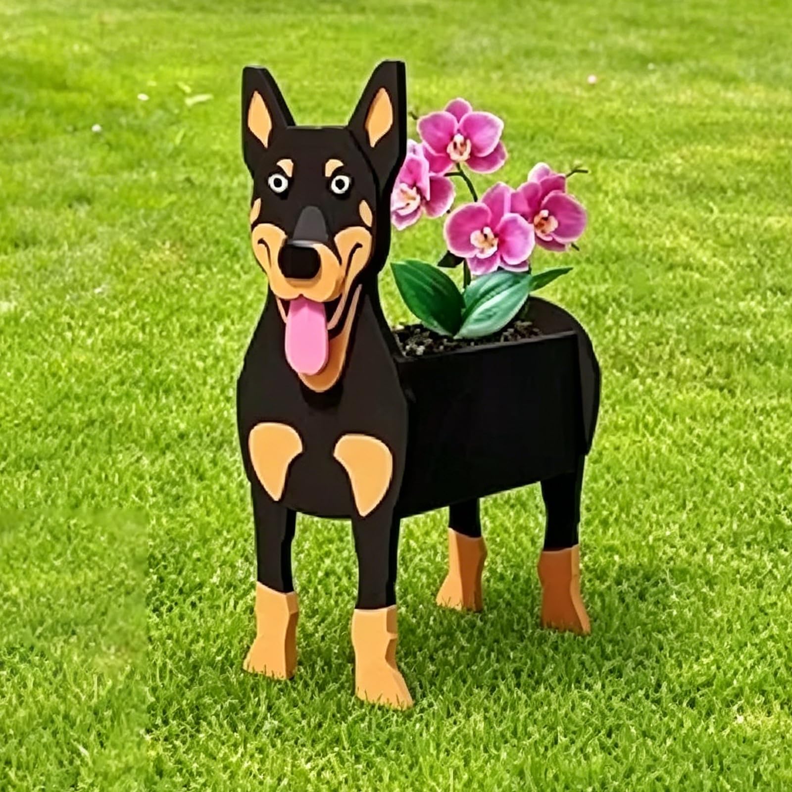 Hiiaodecor Creative Pvc Dog Decoration Planters Kelpie Cute Animal Shape Bonsai Holder Art Planter Pot Suitable For Villa Indoor And Outdoor Plants Decorative Ornaments 43 * 25cm/16.93 * 9.84in