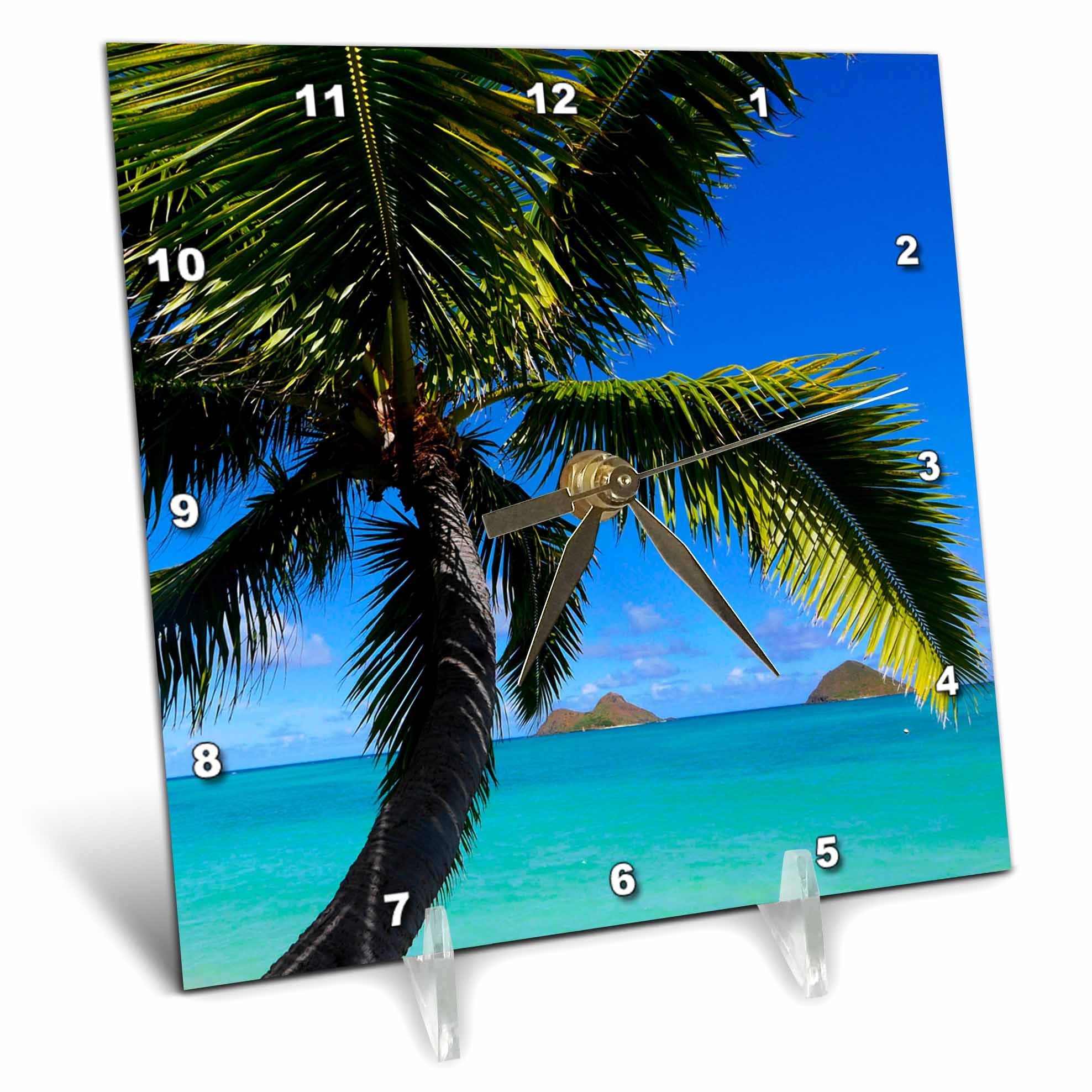 Horloge de Bureau Rose 3dRose 15x15 cm pour Décoration Table