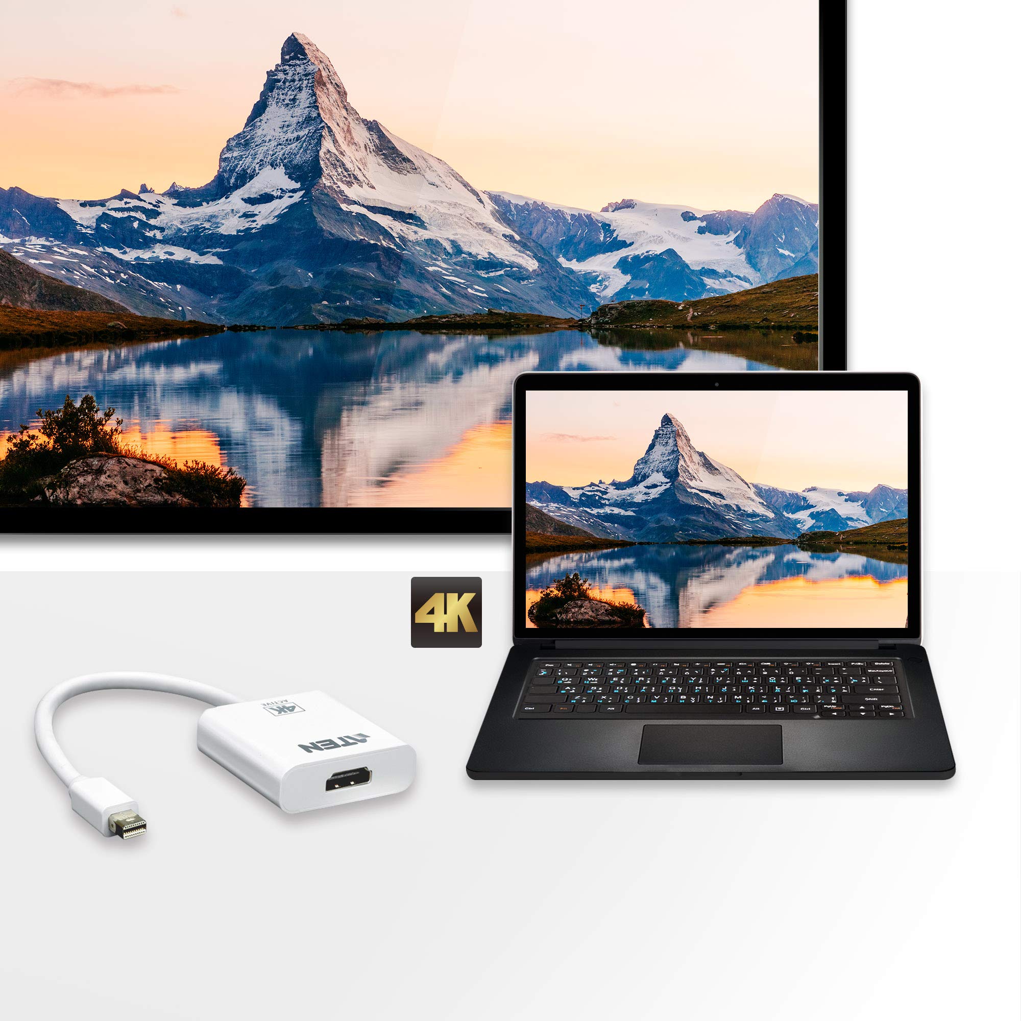 ATEN 4K Mini DisplayPort to HDMI Active Adapter VC981, supports VGA, SVGA, XGA, SXGA, UXGA - Image 2