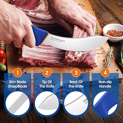 Miniatura 3 de DRAGON RIOT Cuchillo de desollar de 6 pulgadas, cuchillo de desollar carne para cortar carne, cuchillo de procesamiento de carnicero de carne de