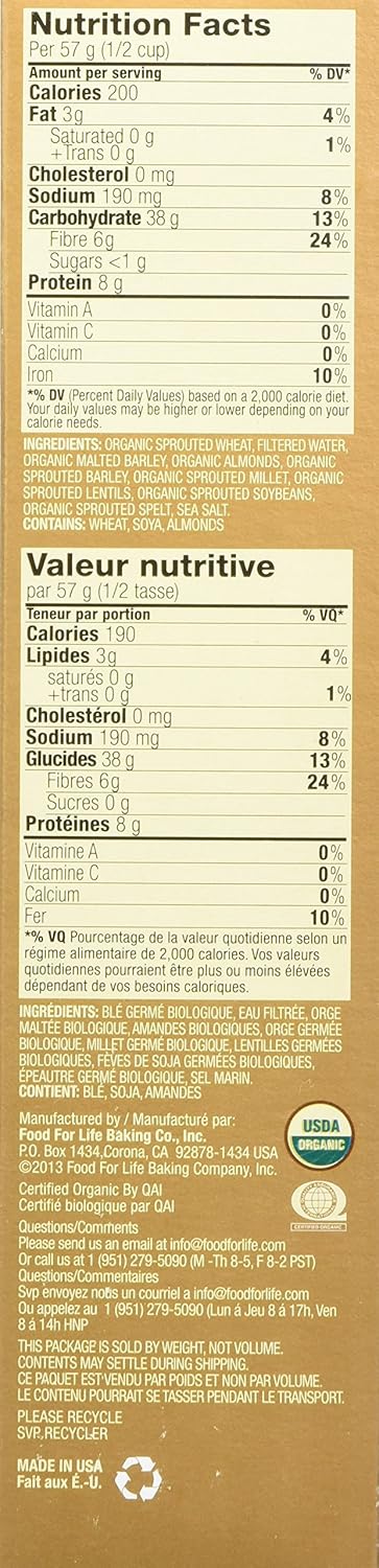 Ezekiel 4:9 Sprouted Whole Grain Cereal, Almond, 16 Ounce (Pack of 6)