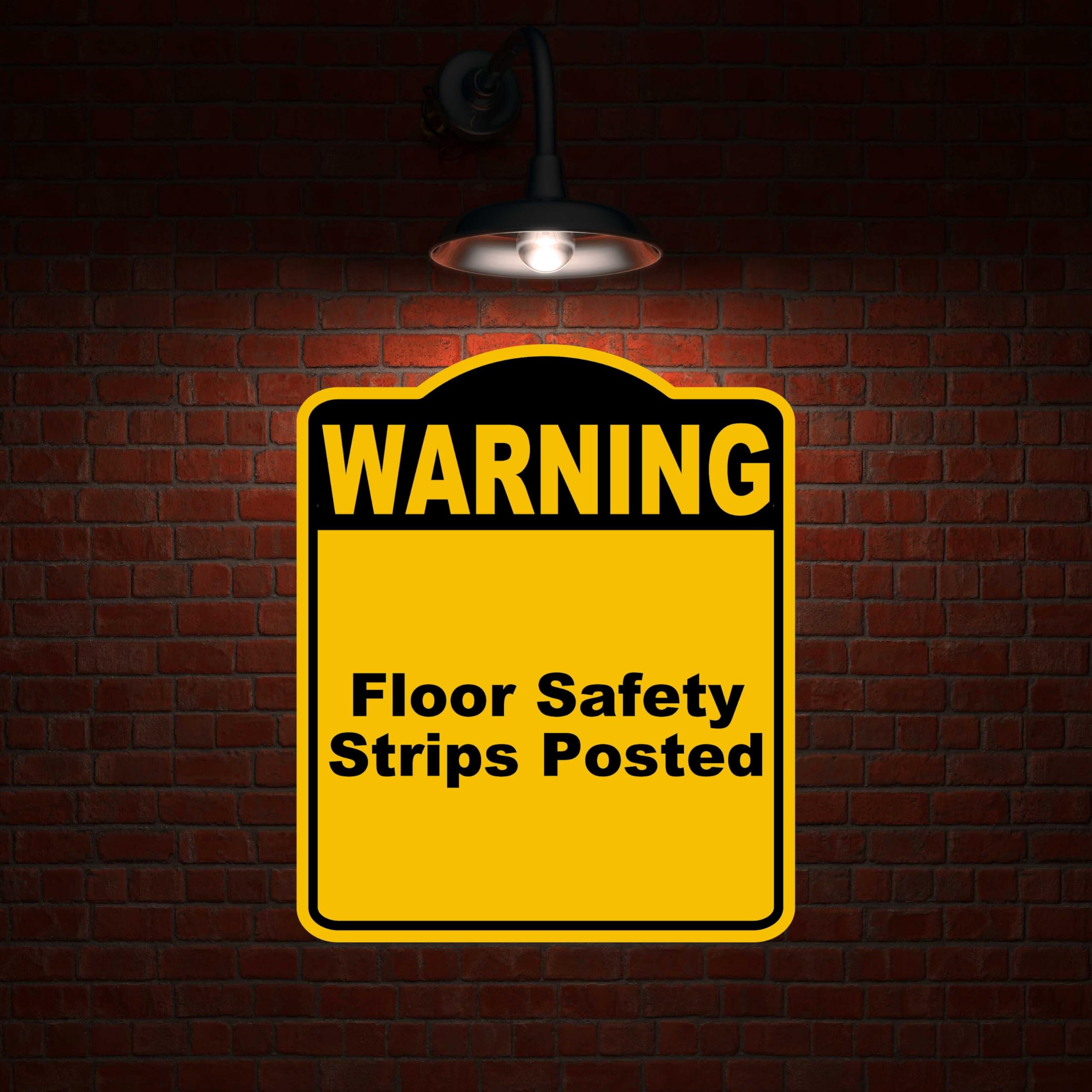 Floor Safety Strips Posted Warning Yellow Black Aluminum Composite Sign 15 x 18 inches