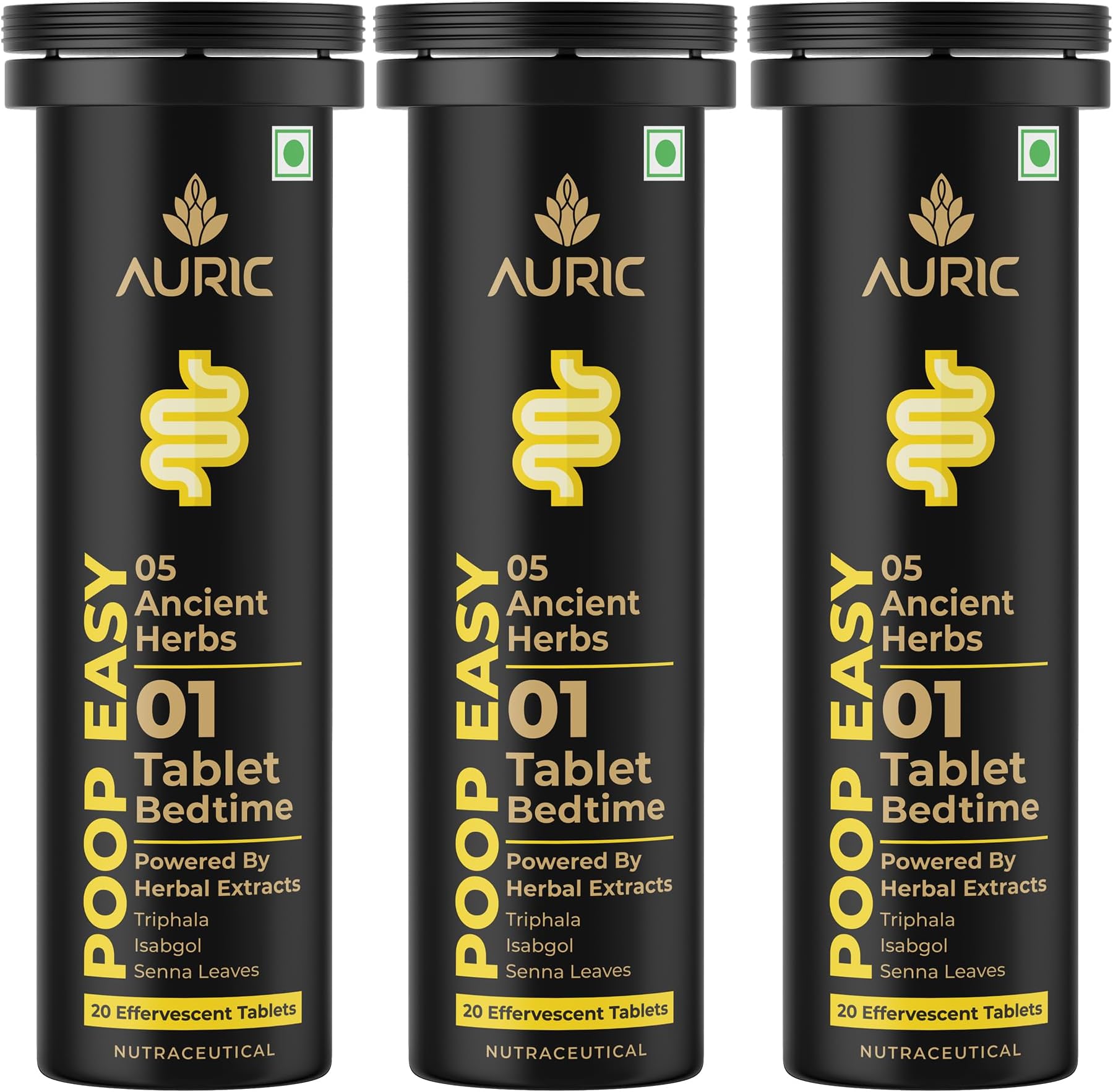 - Auric Poop Easy Effervescent Tablet | 60 Tablets Promoted Healthy Gut, Relieve Constipation, Cleanses Colon | An Ayurvedic Pure Natural Laxative | Flush 365