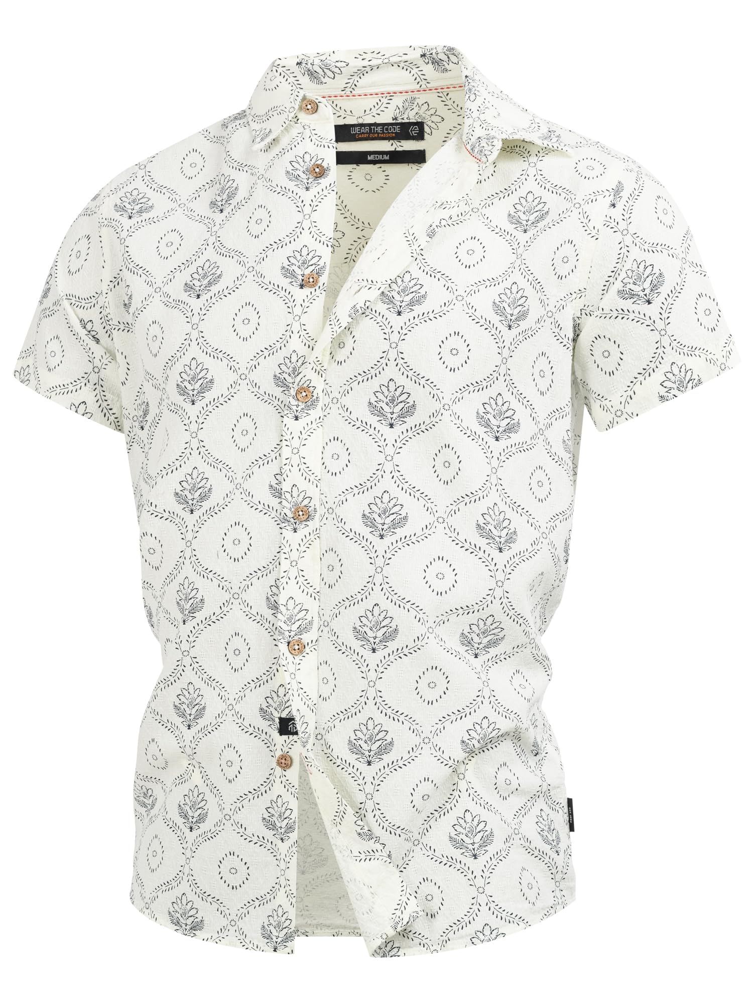 Indicode Camicia da uomo INCotta a maniche corte con motivo | Camicia da uomo con stampa camicia a maniche corte
