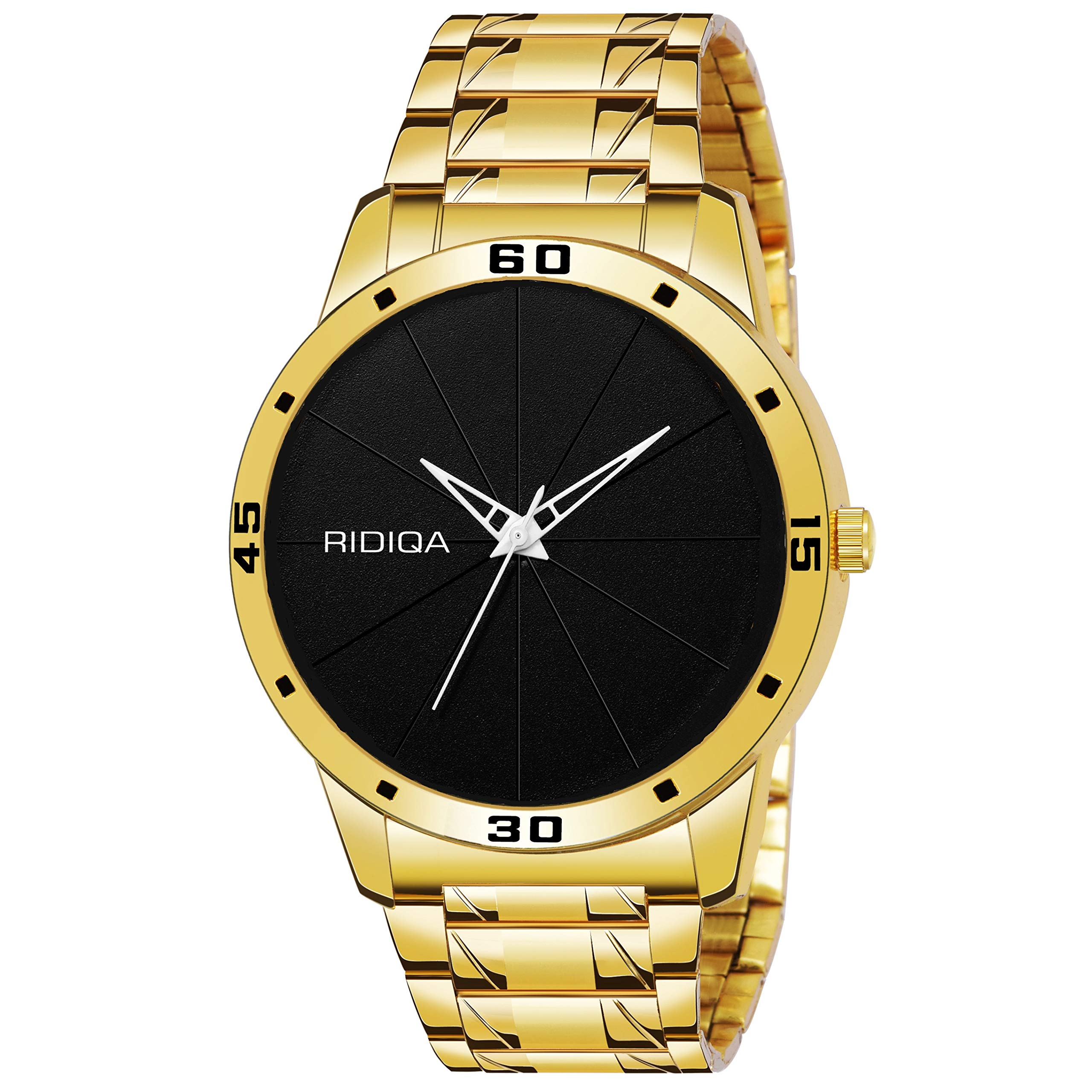 RIDIQA Golden Chain Black Dial Luxury Watch for Men | Boy (B07Y8B3WKK) Amazon Price History, Amazon Price Tracker