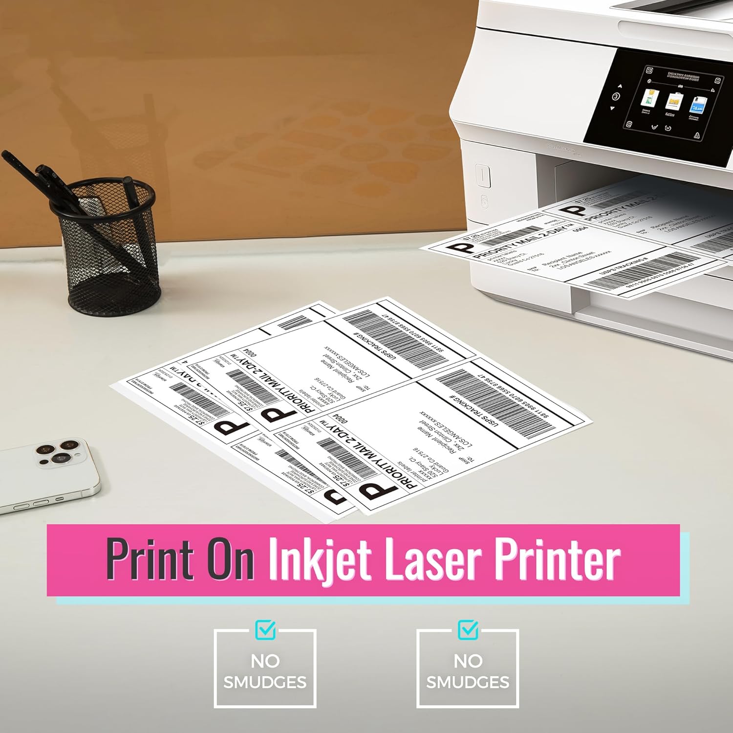 60 Shipping Labels 2 Per Sheet 8.5" x 5.5" Matte Half Sheet Labels Self Adhesive White Shipping Label Paper - Image 3