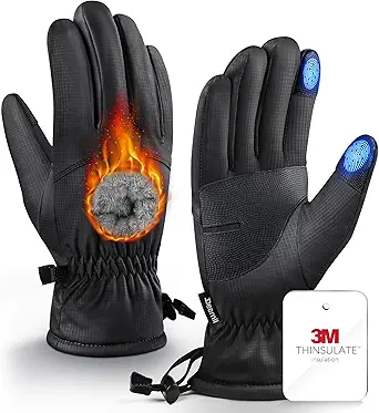 -10℉ Winter Gloves Men Women Made with 3M Insulation&Plush Lining Windproof&Water-Resisitant Touchscreen Fingers