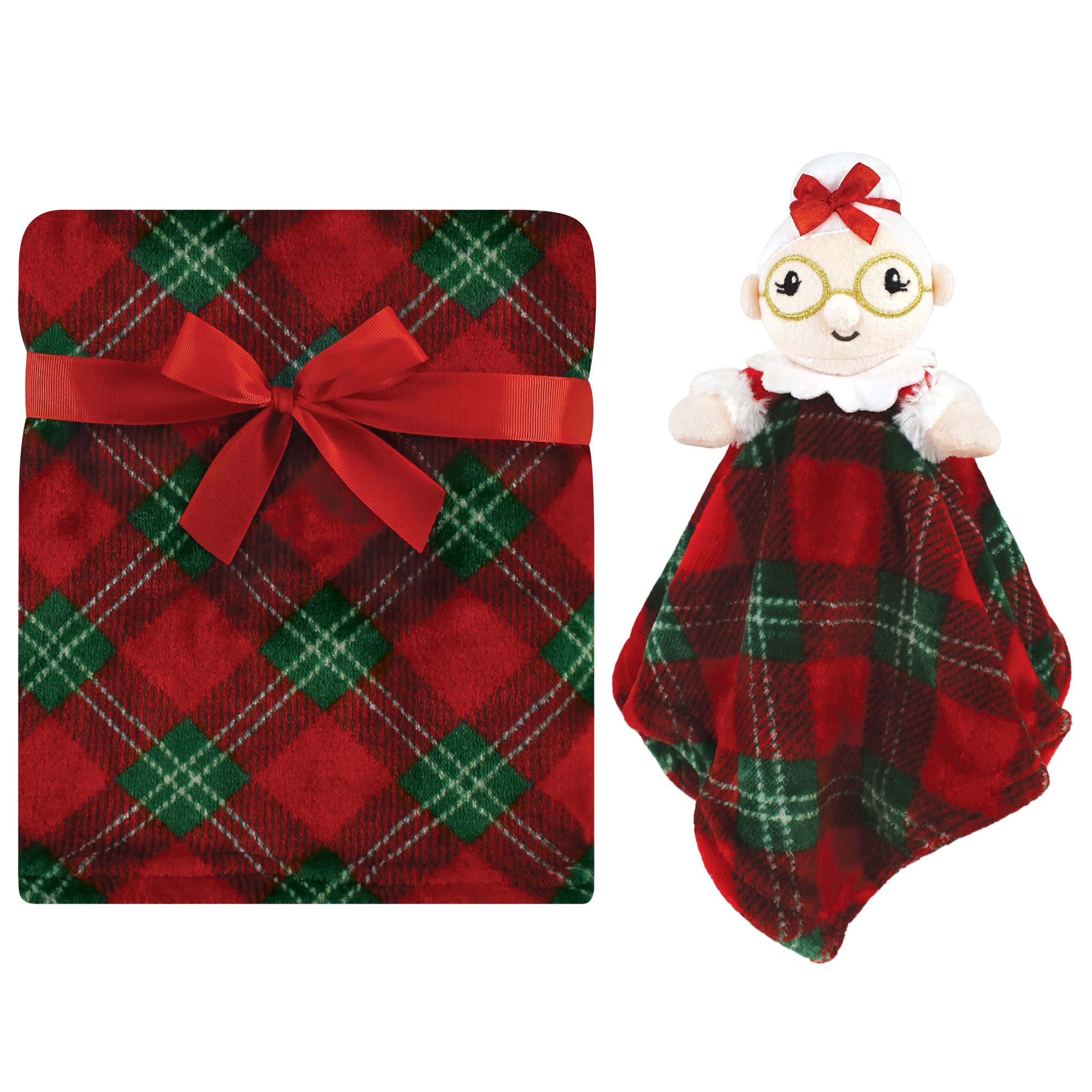 Hudson Baby Unisex Baby Plush Blanket with Security Blanket, Mrs. Claus, One Size