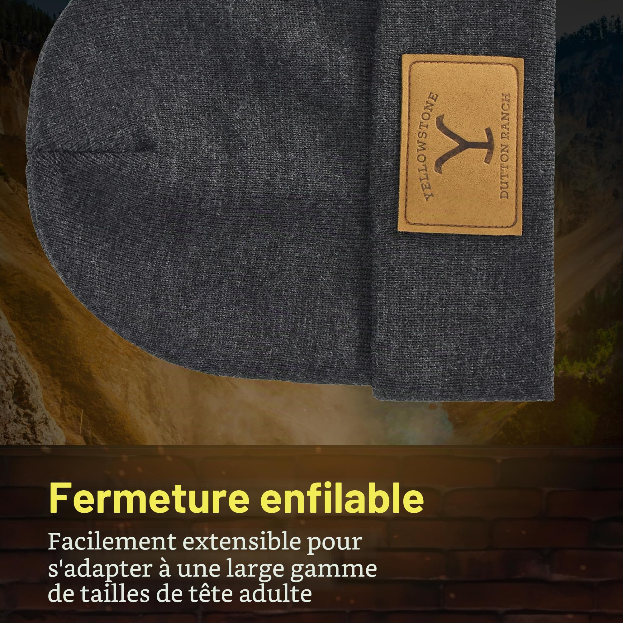 Concept One Yellowstone Dutton Ranch Bonnet d'hiver en Tricot avec Revers Gris Taille Unique, Gris, Taille Unique