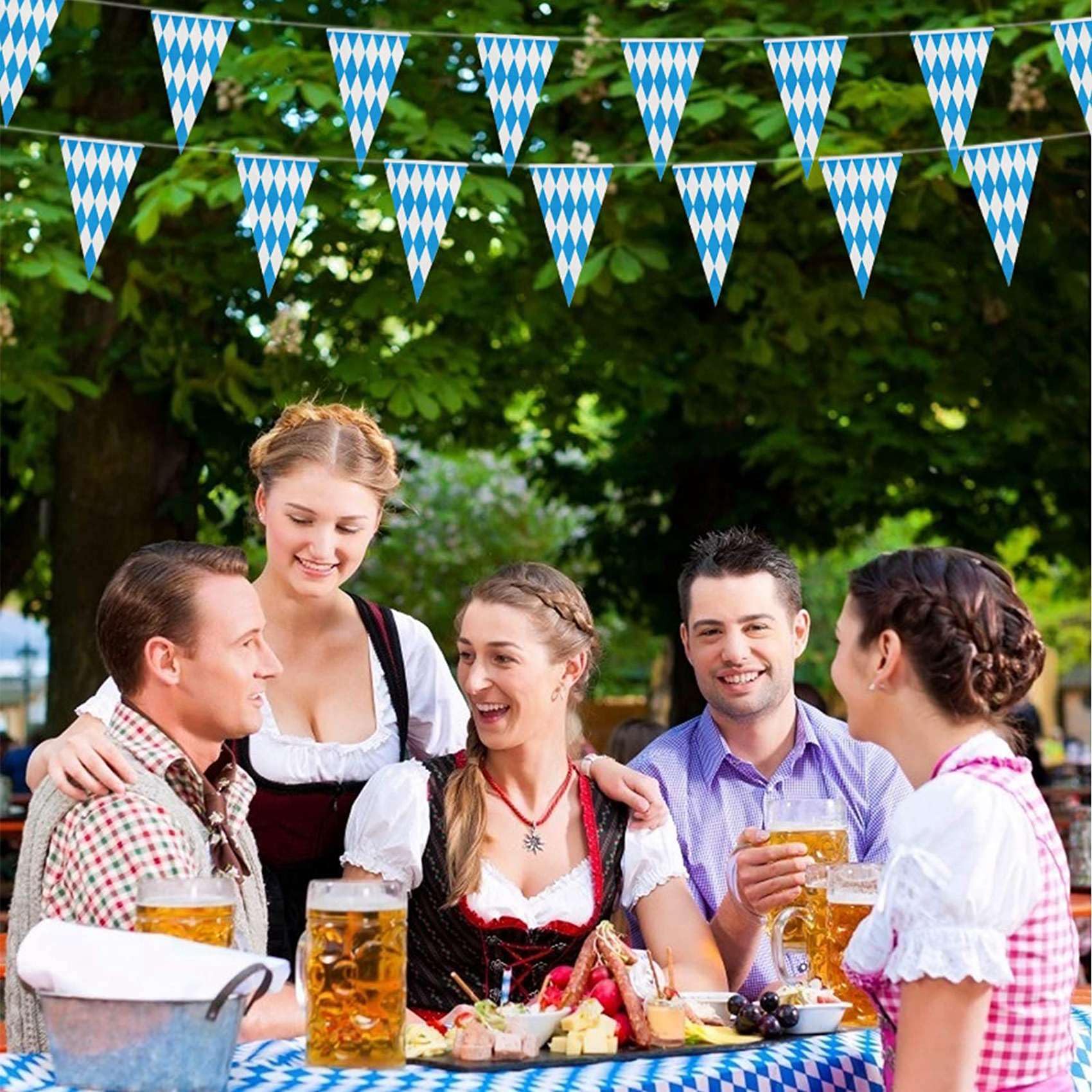 30 Meter Oktoberfest Vlaggetjesslinger – Blauw-Wit, Weerbestendig & Feestelijk (3x10m)