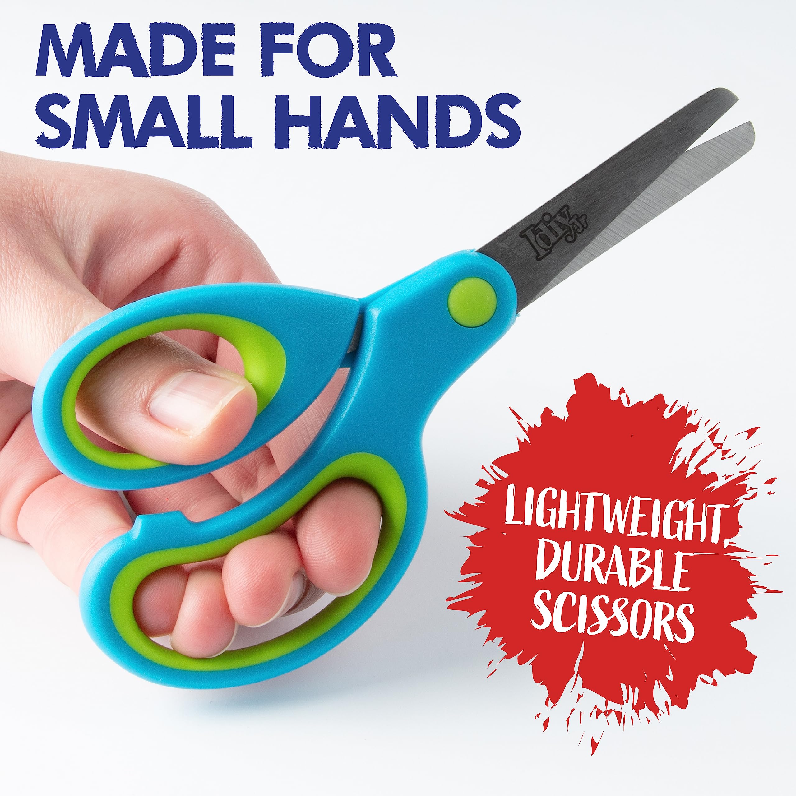 Idiy Lot de 25 paires de ciseaux pour enfants - 12,7 cm - Poignée souple - Pointe émoussée - Ciseaux de sécurité faciles à couper - Idéal pour les projets scolaires primaires, les fournitures d'art et