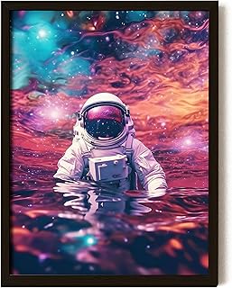 Space Astronaut Decor - 12x16 Trippy Astronaut Poster, Cool Spaceman Art Print, Space Decor for Boys Room, Colorful Astronaut Pictures Space Posters for Kids Bedroom (UNFRAMED)