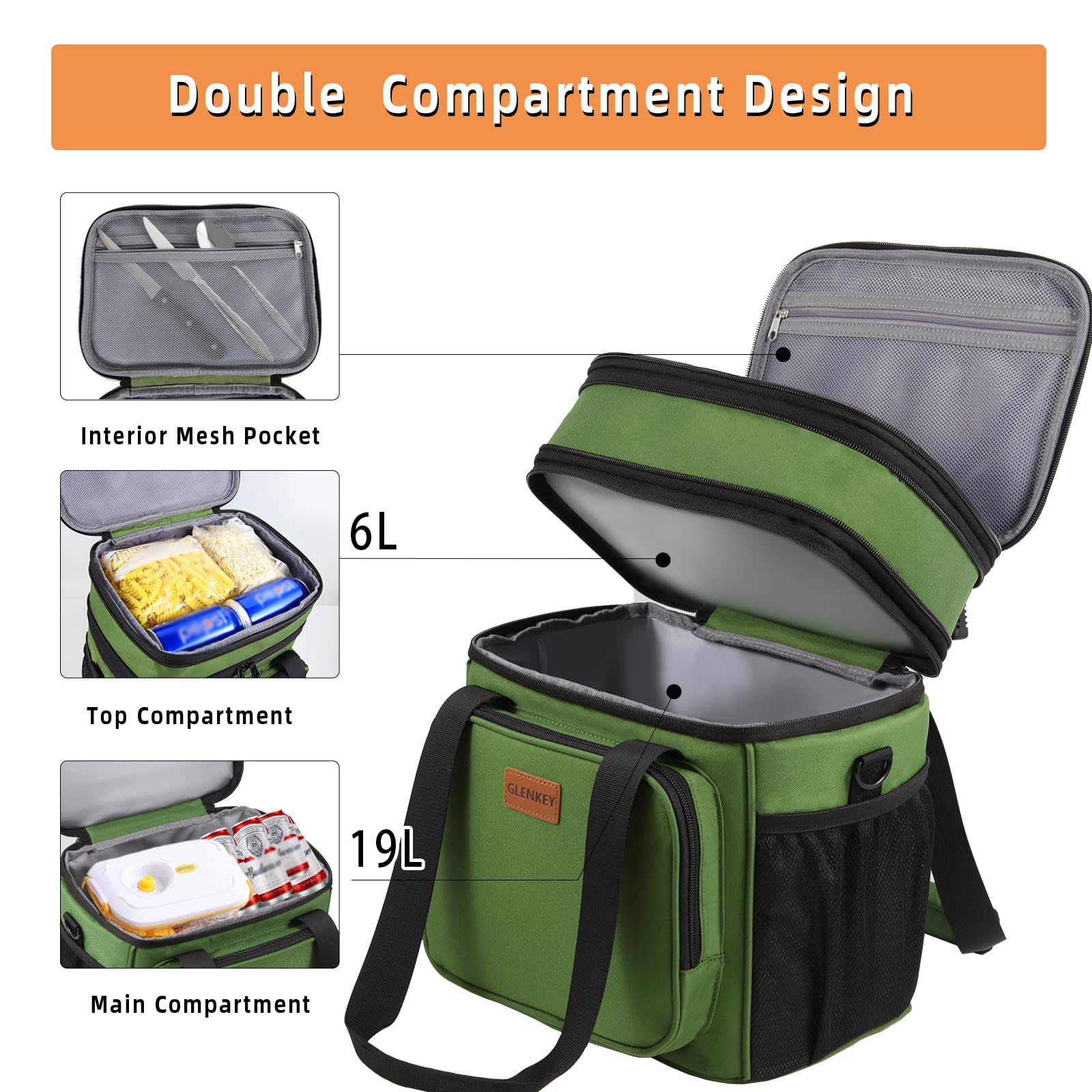 Expandable XLarge Lunch Box, Insulated Heavy Duty Lunch Bag Waterproof  Leakproof Durable Cooler Bag for Men Women Adults Work Construction Camping