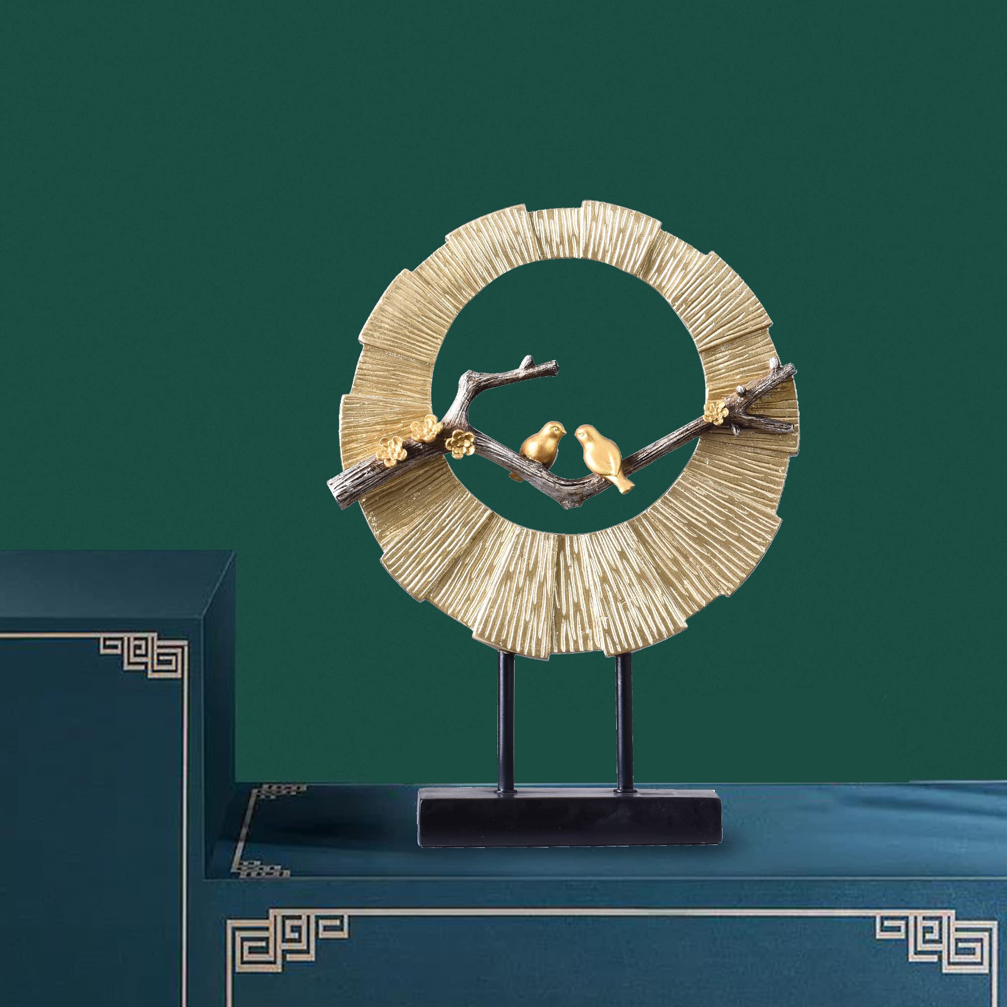 Braxio Hirschfiguren – 2 Stück, Aus Harz Mit Goldglasur, 14 Cm Hoch, Deko Für Wohnzimmer, Büro & Mehr