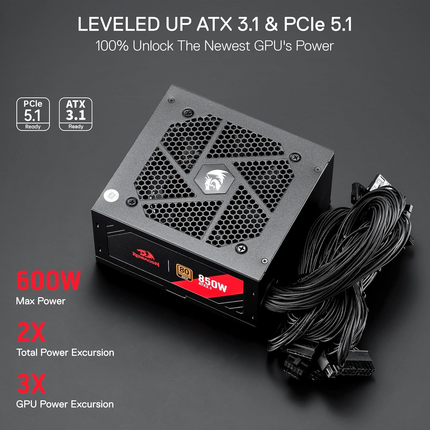 Redragon RGMS-850W ATX 3.1 and PCIe 5.1 Ready
