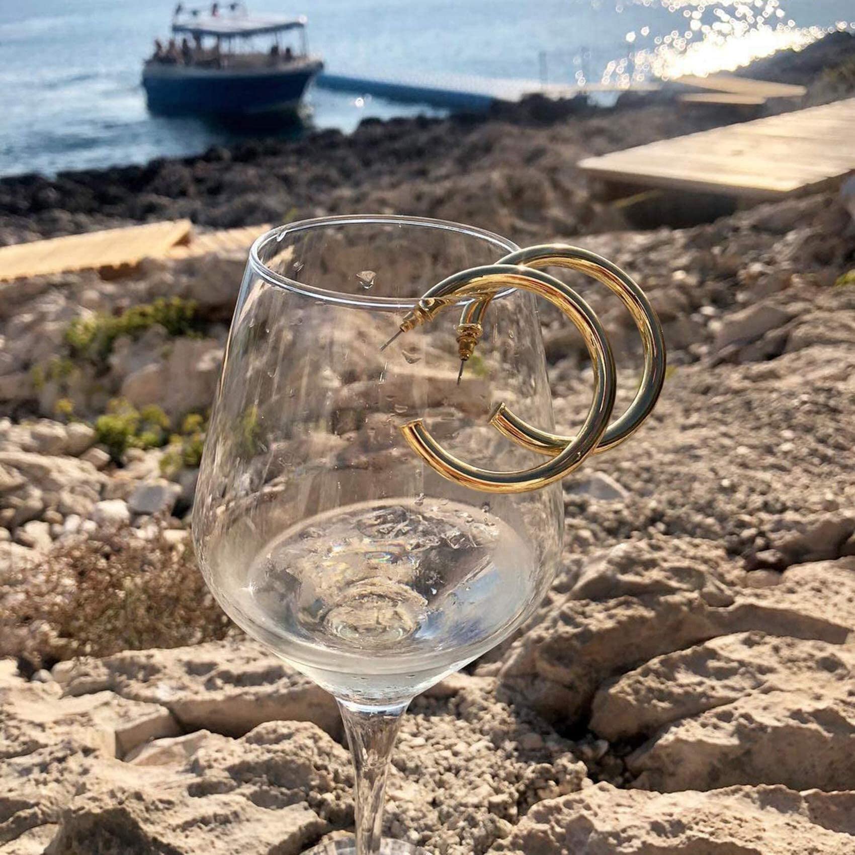 PAVOI 14K Gold Plated Lightweight Chunky Open Hoops for Women | Trendy Gold Hoop Earrings: 14K Gold Plated 50 MM Yellow Gold