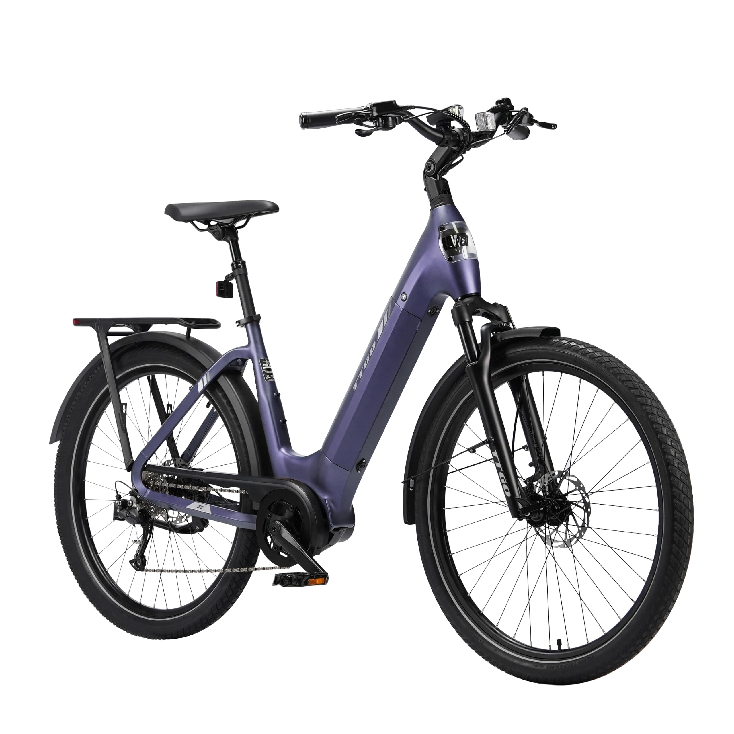 Vélo électrique 28" avec cadre en aluminium, moteur central Bafang 250 W, batterie 36 V 18 Ah, freins hydrauliques et écran LCD