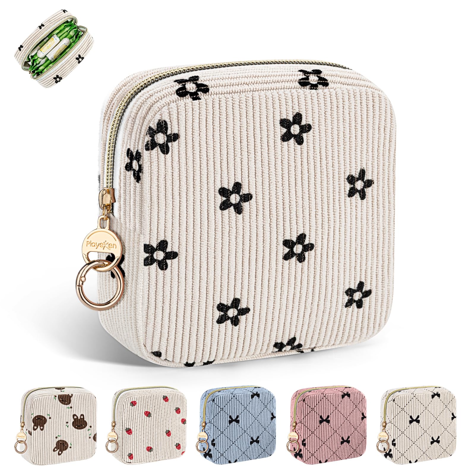 2 Piezas Neceser Compresas Pequeño Bolso de Almacenamiento Neceser para Compresas Algodon Tampones Bolsa Menstrual con Cremallera de Servilletas Sanitarias Bolsas Regalo para Adolescentes Niñas Mujer — view 19