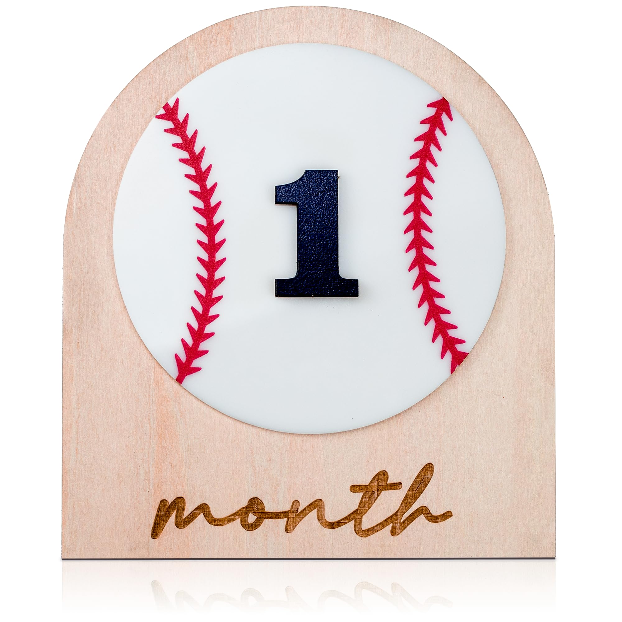 Baseball Baby Monthly Milestone, Wooden Baby Milestone Signs, Monthly Milestone Wood Discs, Baby Milestone Discs, Baby Photo Props Cards Interchangeable Number Set of 12 for Baby Growth Recording