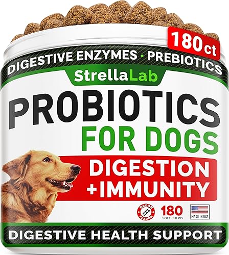 Golosinas de probióticos para perros para comedores exigentes, enzimas digestivas + prebióticos, suplemento de fibra masticable, alergia, diarrea,