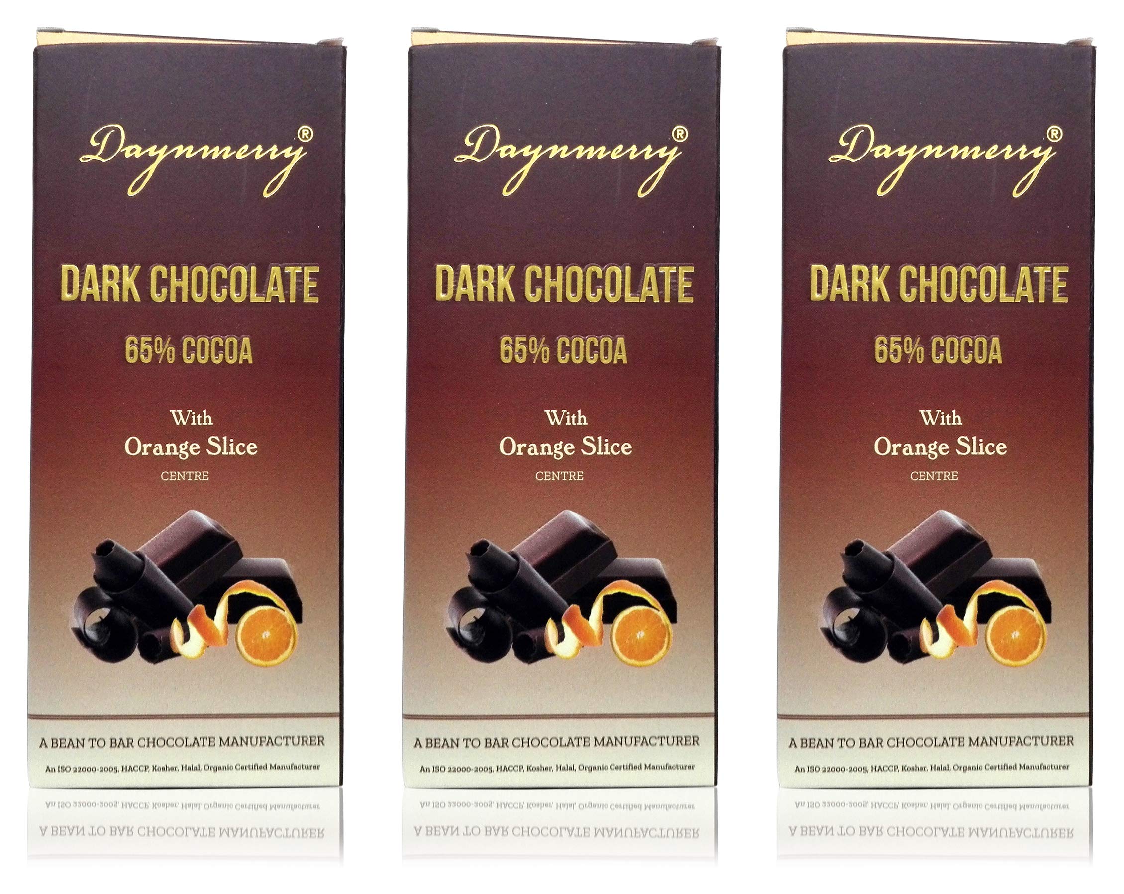 Daynmerry 65% Dark Chocolate with Orange Slice, 55 gm (Pack of 3)