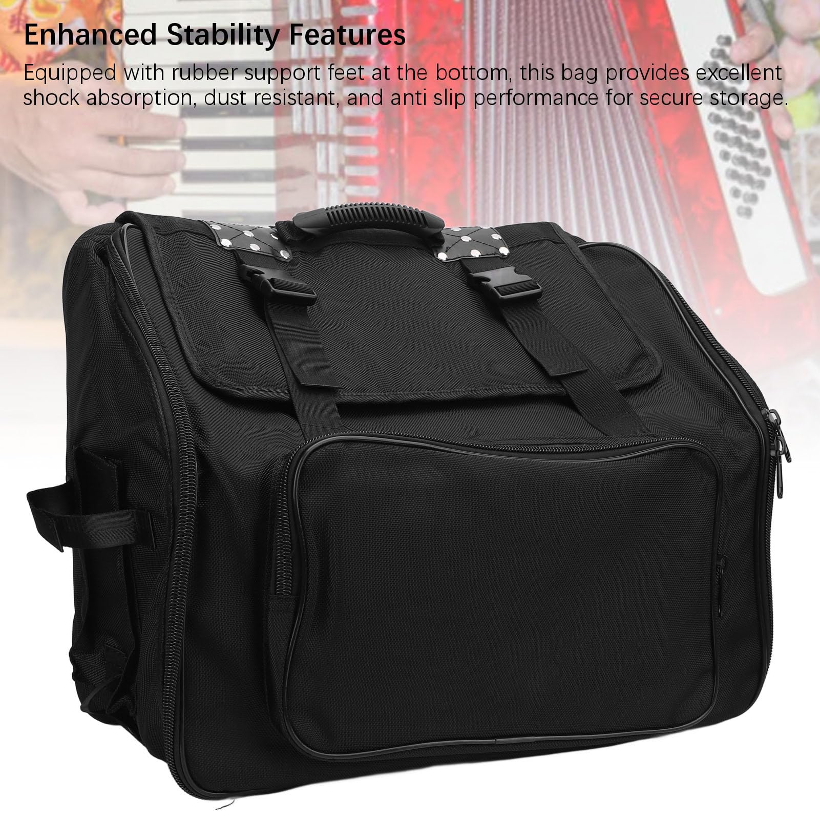 Torba na Akordeon 41 Key 120 Bass Akordeon Futerał do Przenoszenia Wodoodporny materiał Oxford z Przestronnymi Kieszeniami do Bezpiecznego Przechowywania Instrumentów
