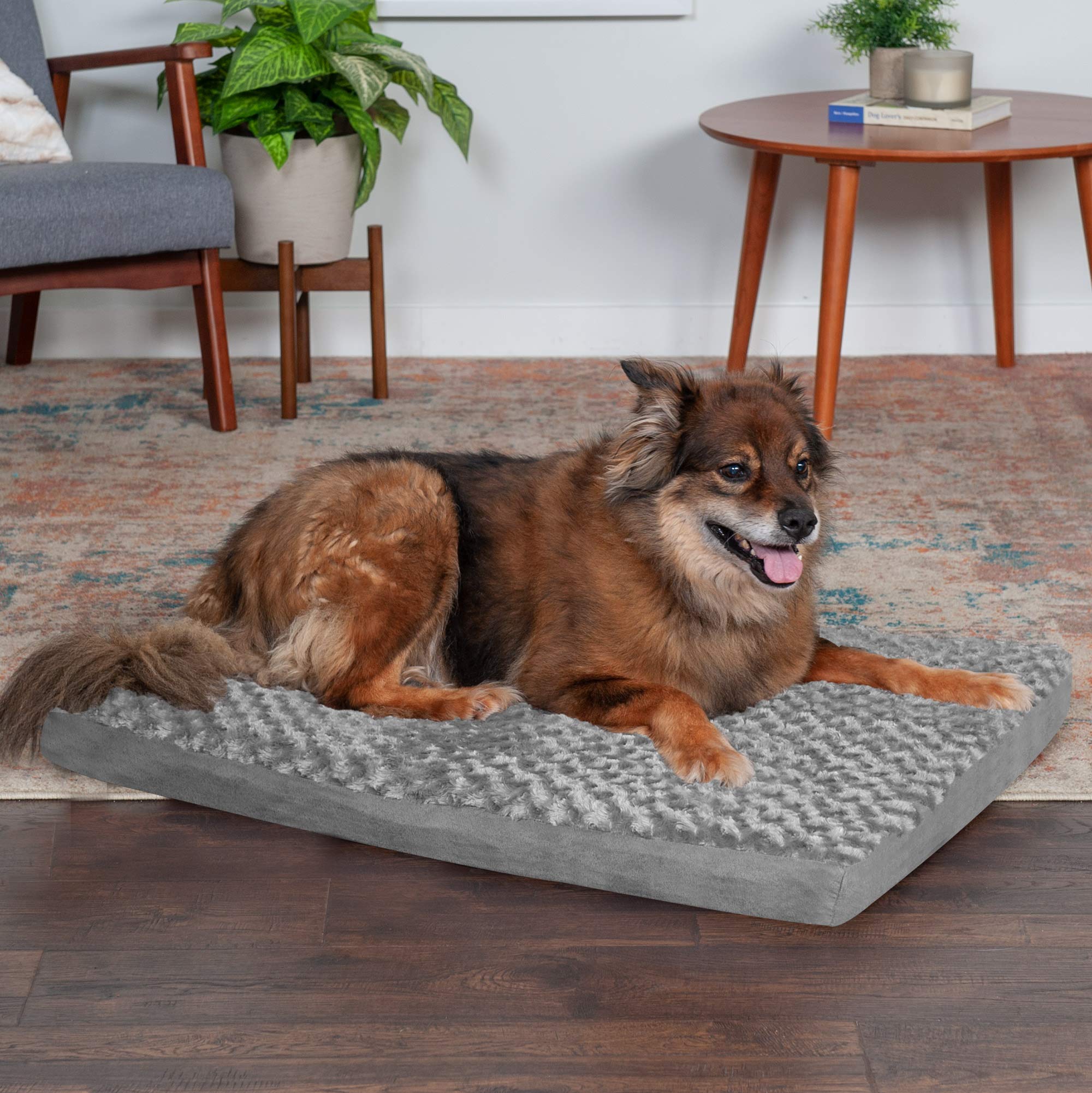 Furhaven Pet Bed for Dogs and Cats Ultra Plush Curly Faux Fur and
