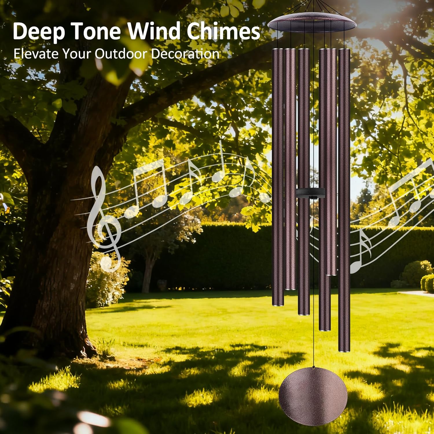 54" Large Wind Chimes for Outside Deep Tone - Gift Box Packaged, Soothing Windchimes Outdoors with 6 Thickened Aluminum Tubes for Garden Decor, Gifts for Mother's Day, Friends and Loved Ones (Bronze)