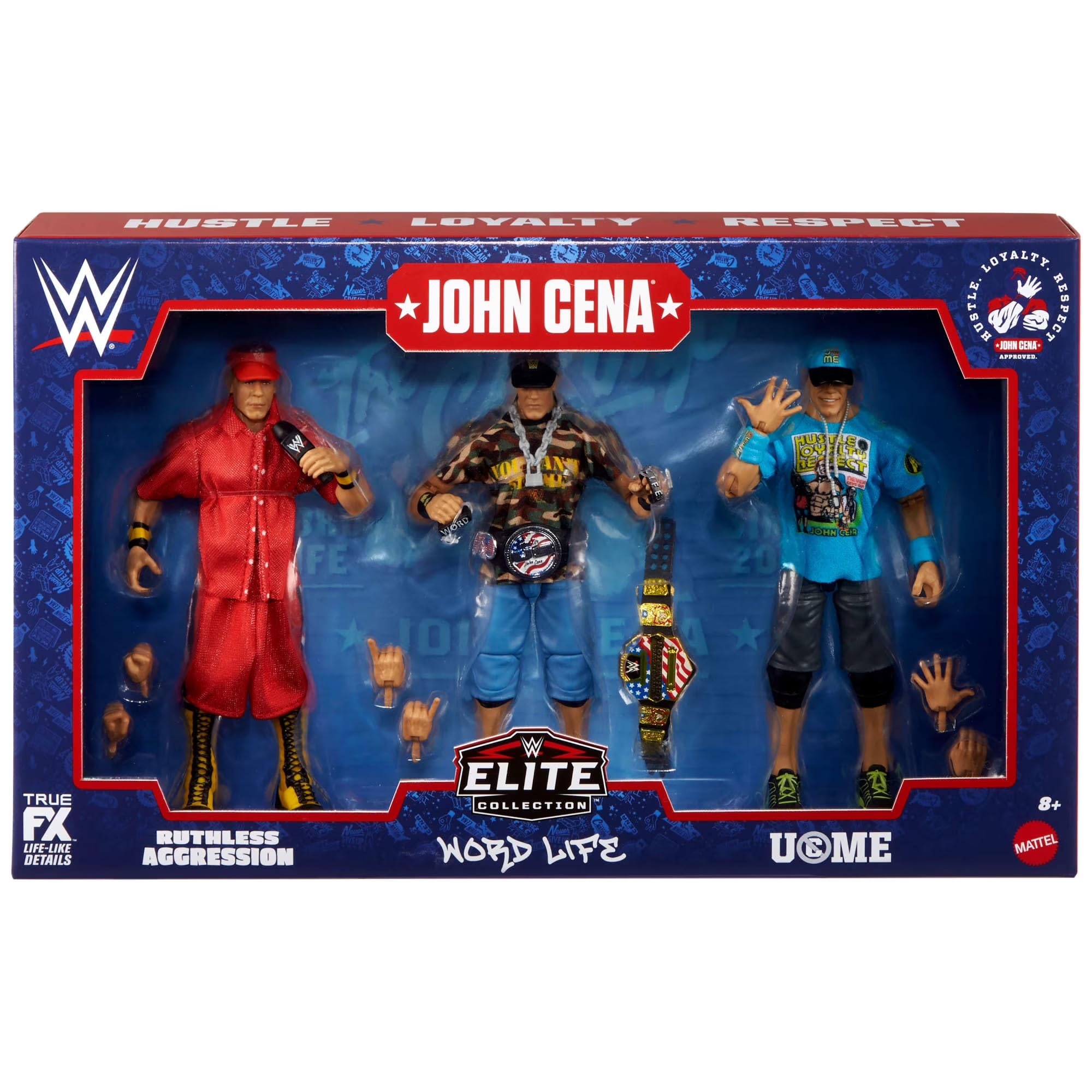 Amazon.com: WWE Elite Collection John Cena 3-Pack, Collectible Set