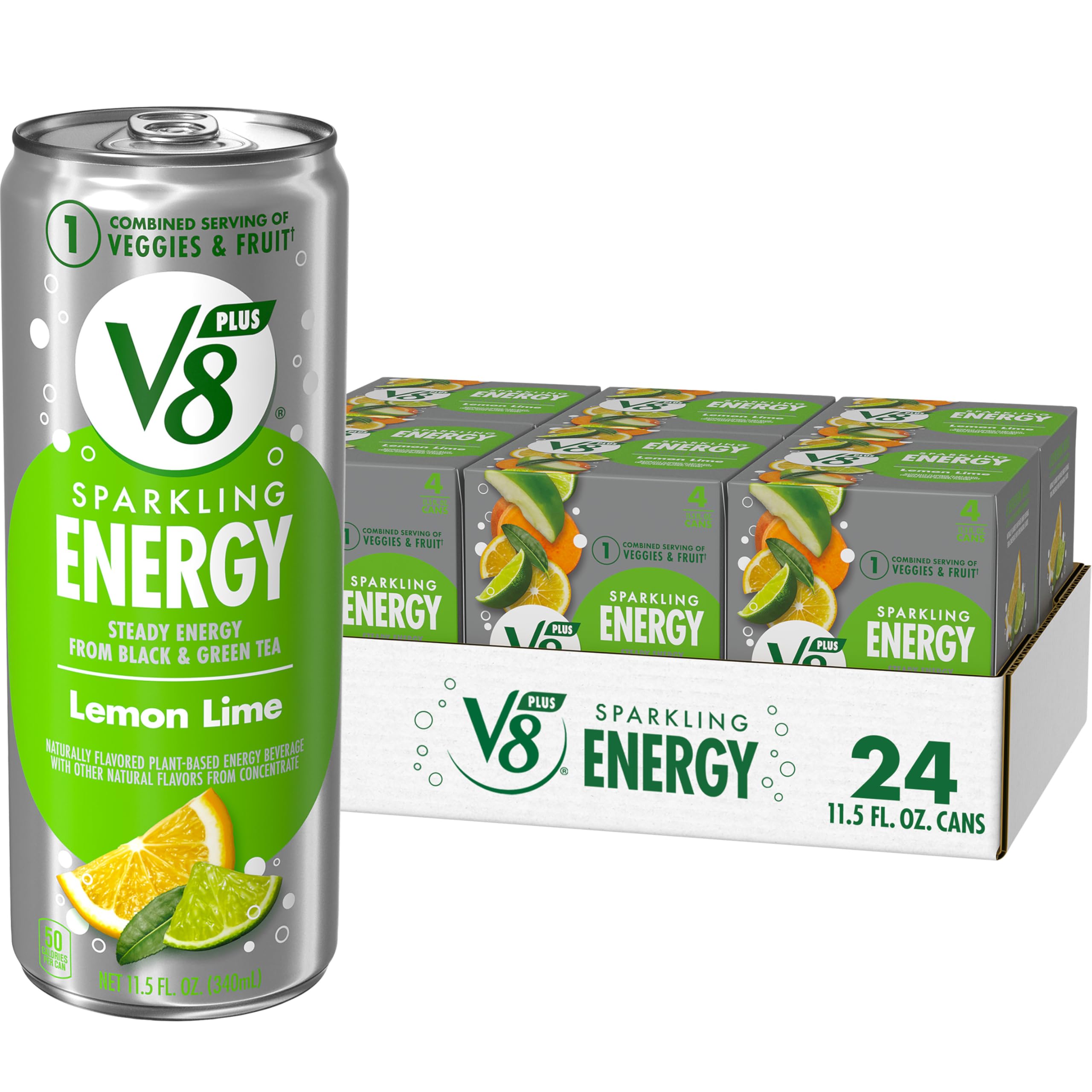Amazon.com : V8 +ENERGY Lemon Lime Energy Drink, Made with Real