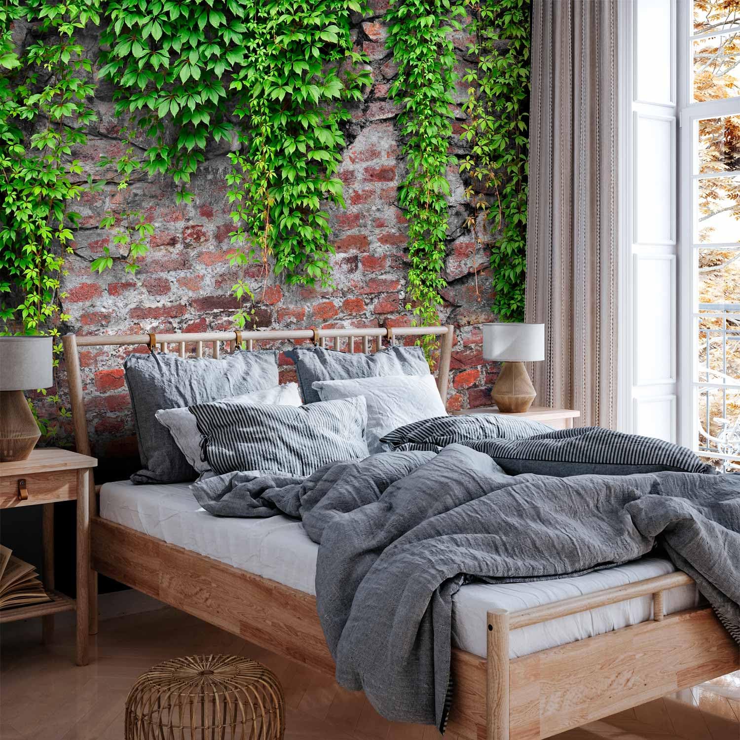 Fototapete murando 400x280 cm Vlies Tapeten Wandtapete XXL Moderne Wanddeko Design Wand Dekoration Wohnzimmer Schlafzimmer Büro Flur Steine Mauer Efeu b-A-0173-a-c