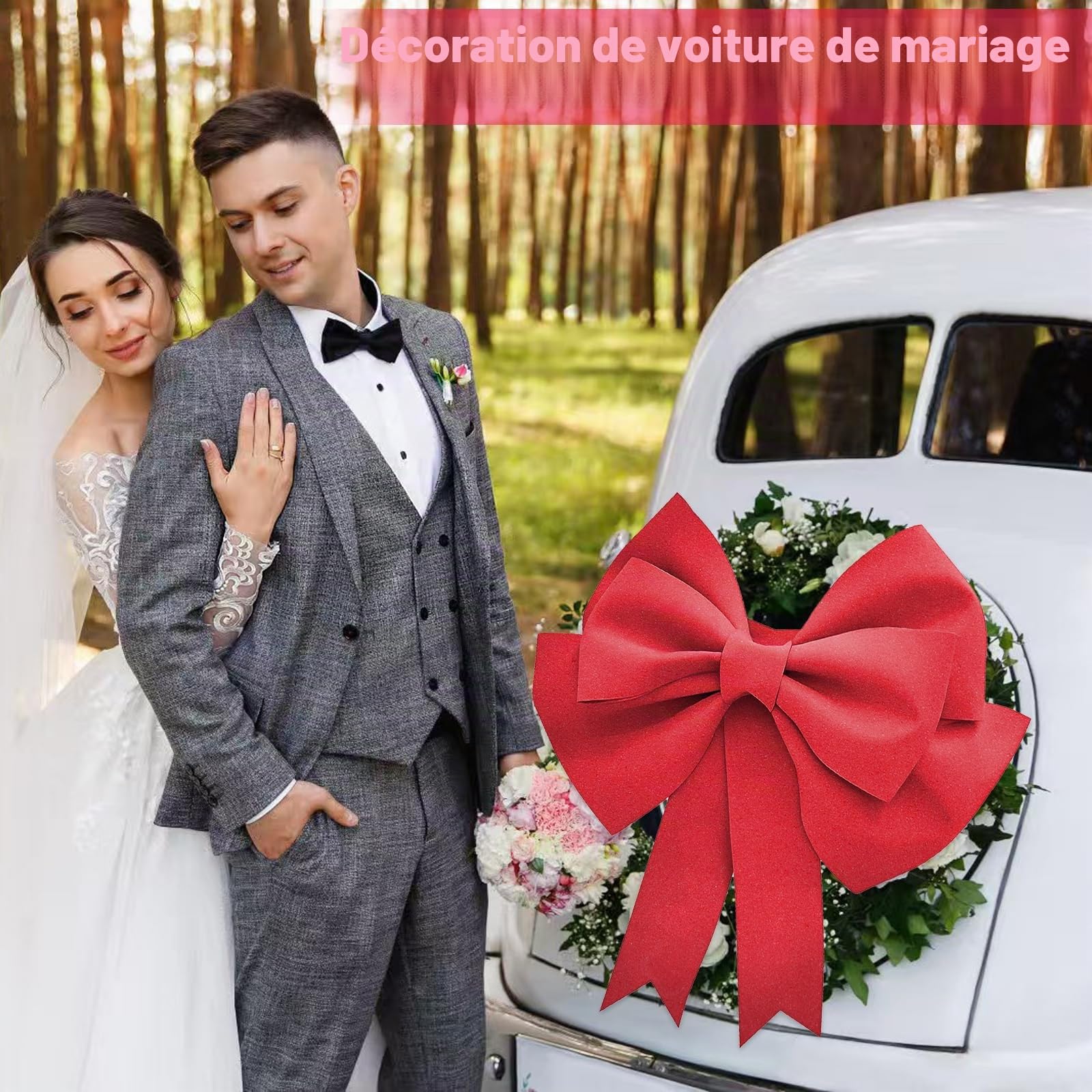 VOSSOT Nœud décoratif Extra Large 50x60cm Ruban adhésif Attaches Décoration Noël Mariage Fête