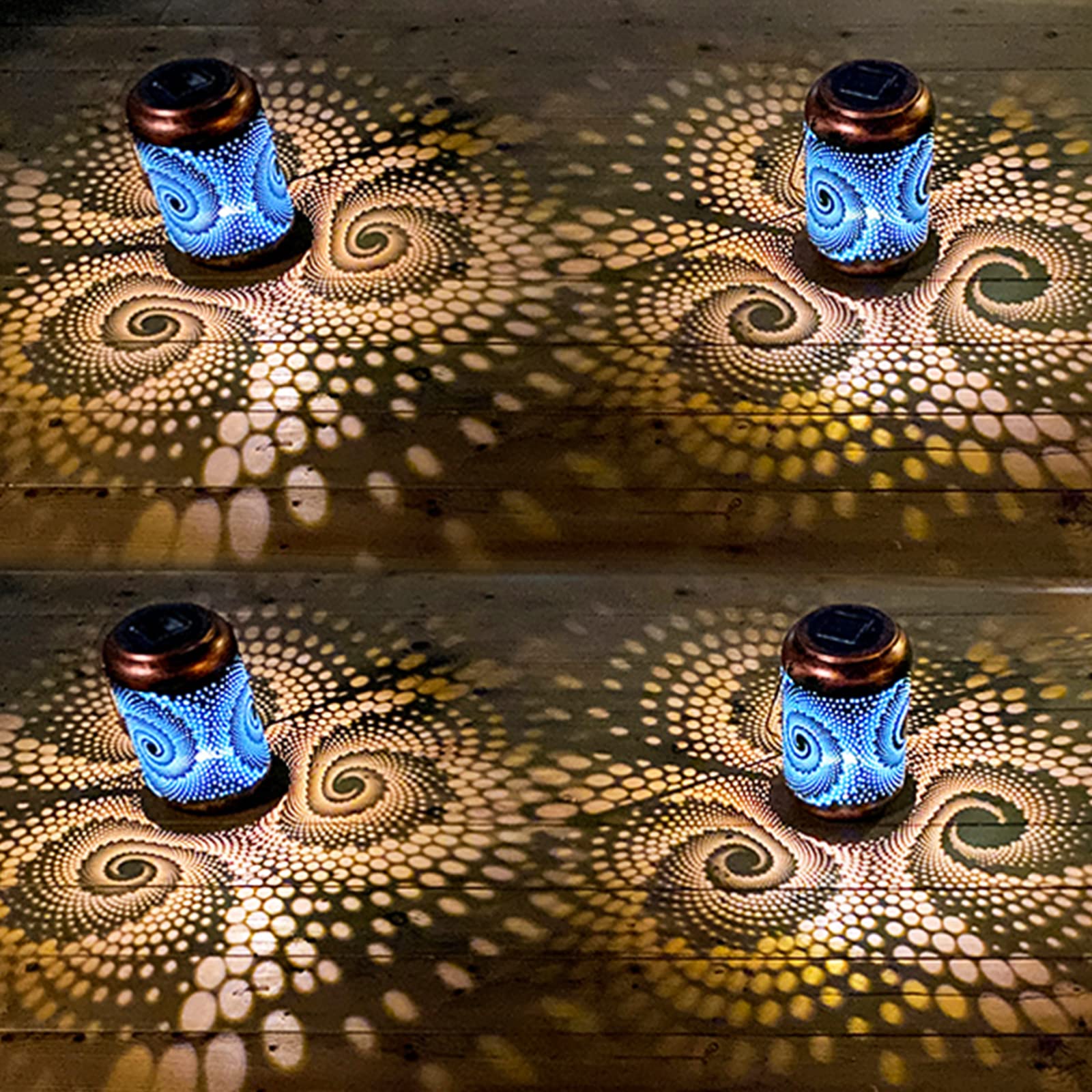 4 Pack Solar Lanterns Outdoor Hanging Lantern Metal Waterproof LED Lantern with Solar Powered Garden Patio Decorations Decor Lantern with Handle Christmas Gift Idea