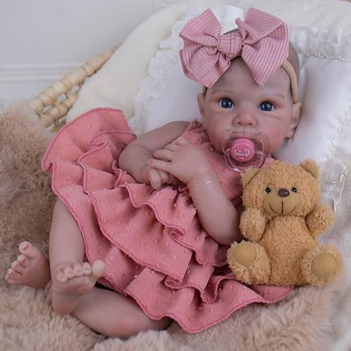 Miniatura 8 de Aori Muñecas de bebé realistas, de 17 pulgadas de cuerpo suave y realista que se ven reales con kit de alimentación incluido, regalo ideal para Oso
