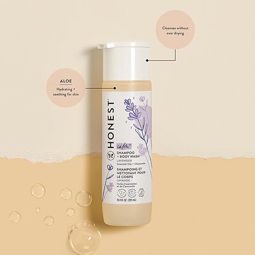 Miniatura 2 de The Honest Company Paquete de champú limpiador 2 en 1 y loción facial de gel corporal, suave para bebé, derivado naturalmente, Lavender Calm, 18.5