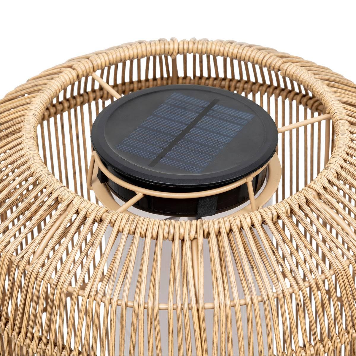 Atmosphera - Lampadaire d'Extérieur Solaire Loise Beige H 78 cm, Résine Effet Rotin Tressé, Rechargeable USB - Pour Jardin, Terrasse, Balcon