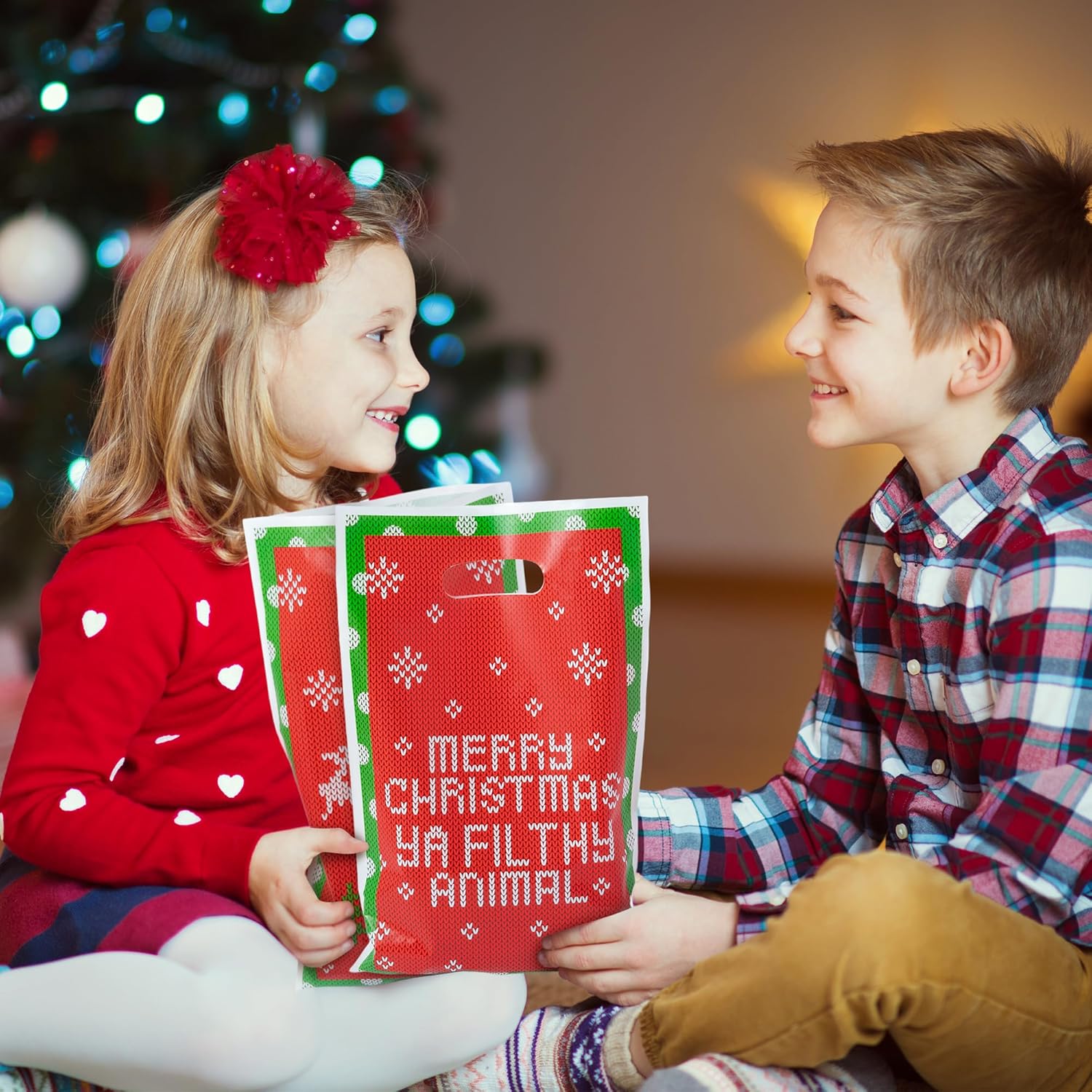 JuPelozak Christmas Party Favor Bags - 50pcs Funny Xmas Movie Goodie Bag, Merry Christmas Ya Filthy Animal Candy Cookies Gift Decor for Adult Teen Fans, Holiday Celebration Decorations Supplies - Image 7