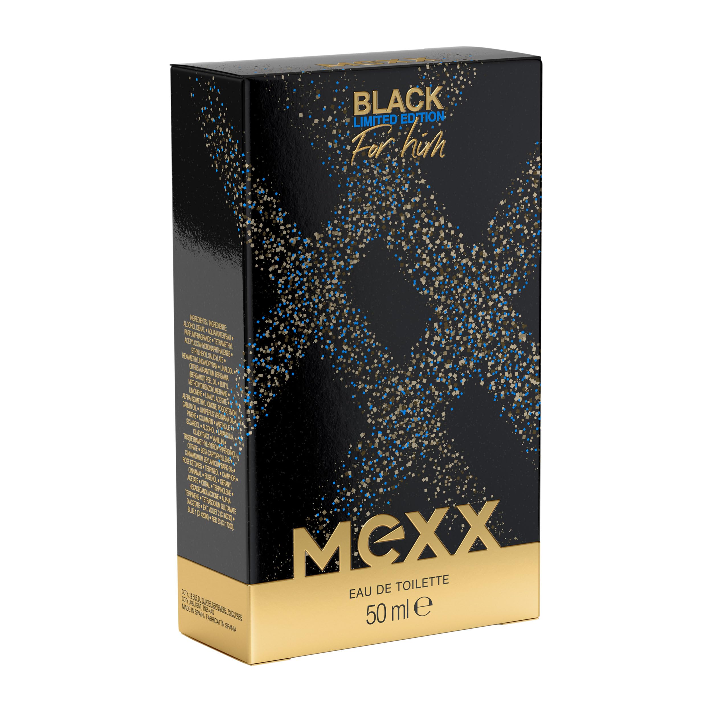 MEXX Black Limited Edition Eau de Toilette für Männer, maskuliner Amberduft 50 ml
