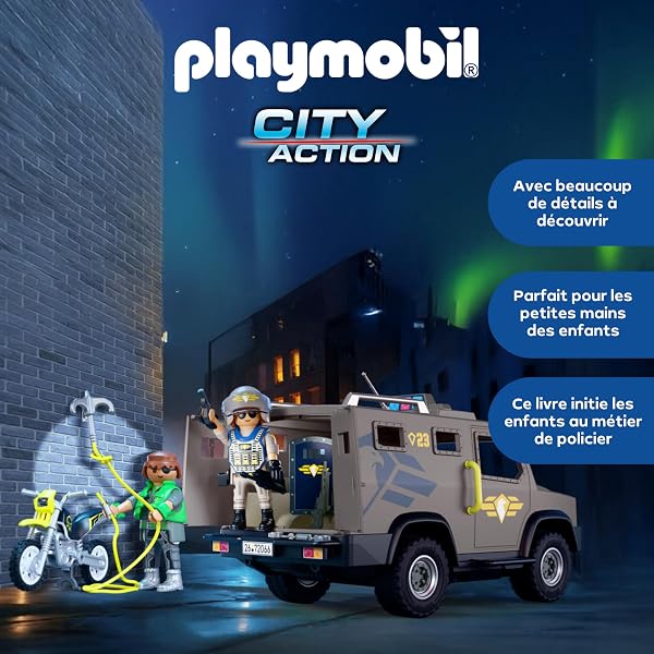 Playmobil City Action Véhicule SWAT, avec Policier, Moto de Criminel et Herse, Jouet pour Enfants à partir de 4 Ans, 72066 - 3