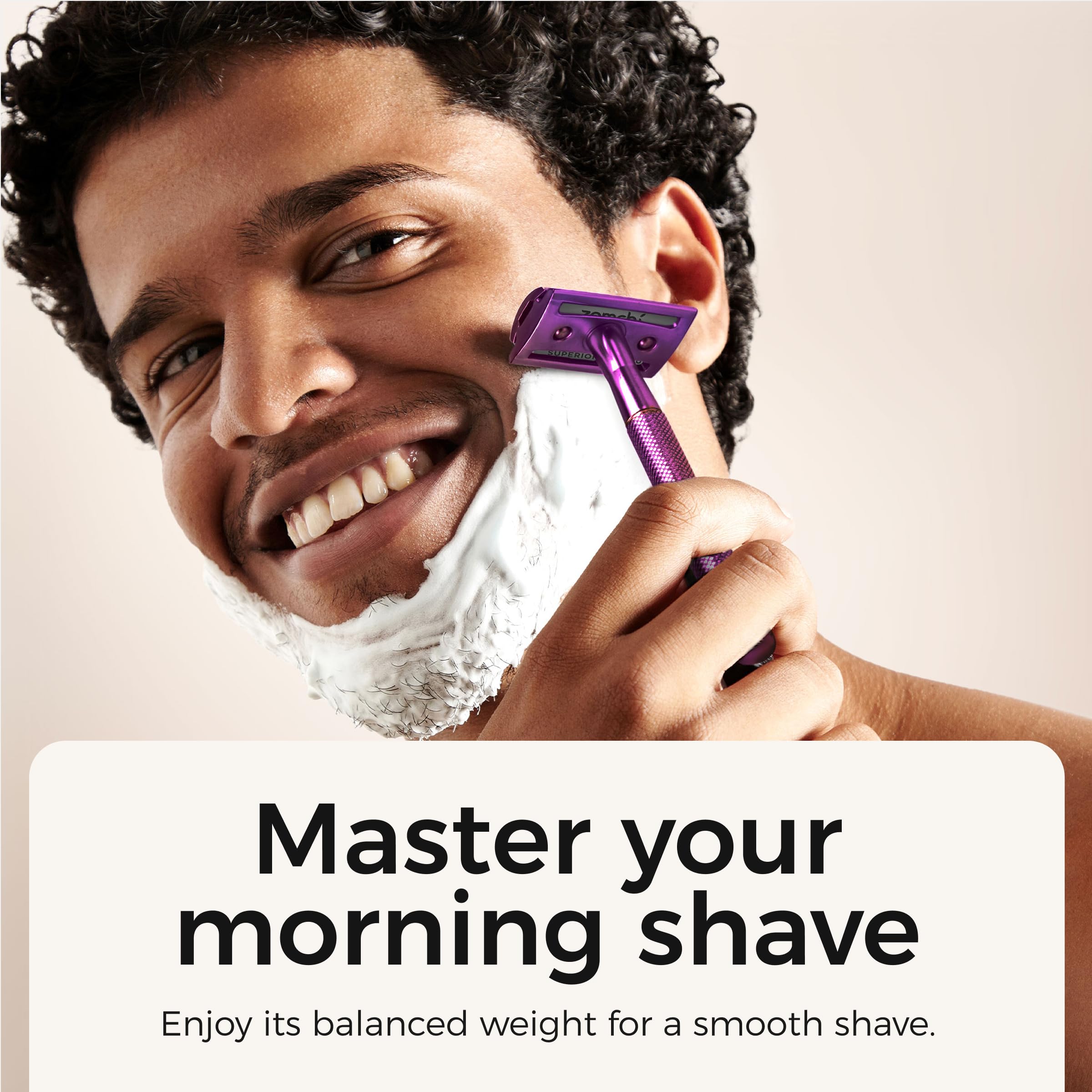 ZOMCHI Rasoir de sécurité à double tranchant avec 5 lames, pour homme et femme, réutilisable, sans plastique – Violet - 5