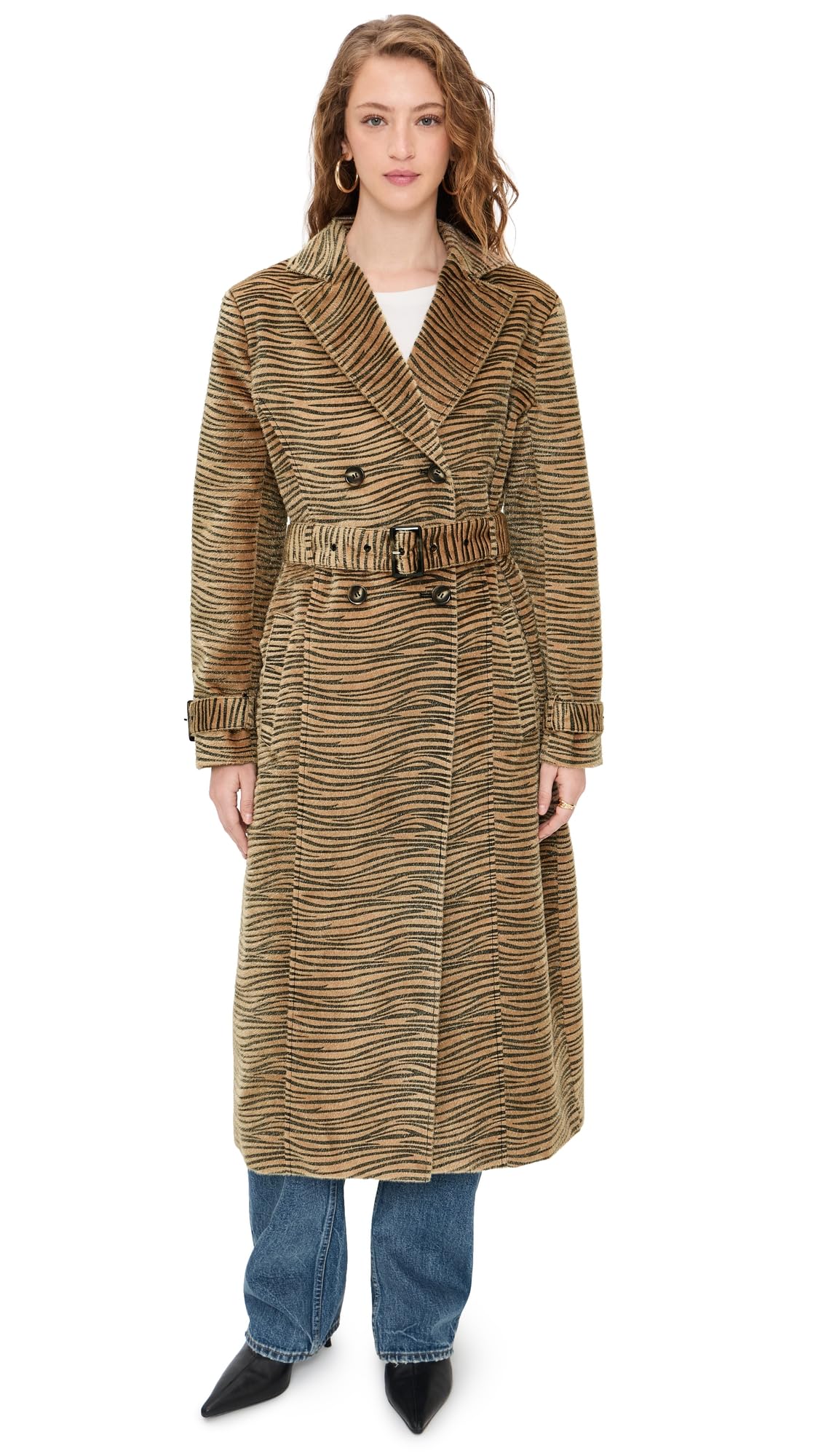 LAMARQUE Womens Leslie Faux Hair Trench Coat