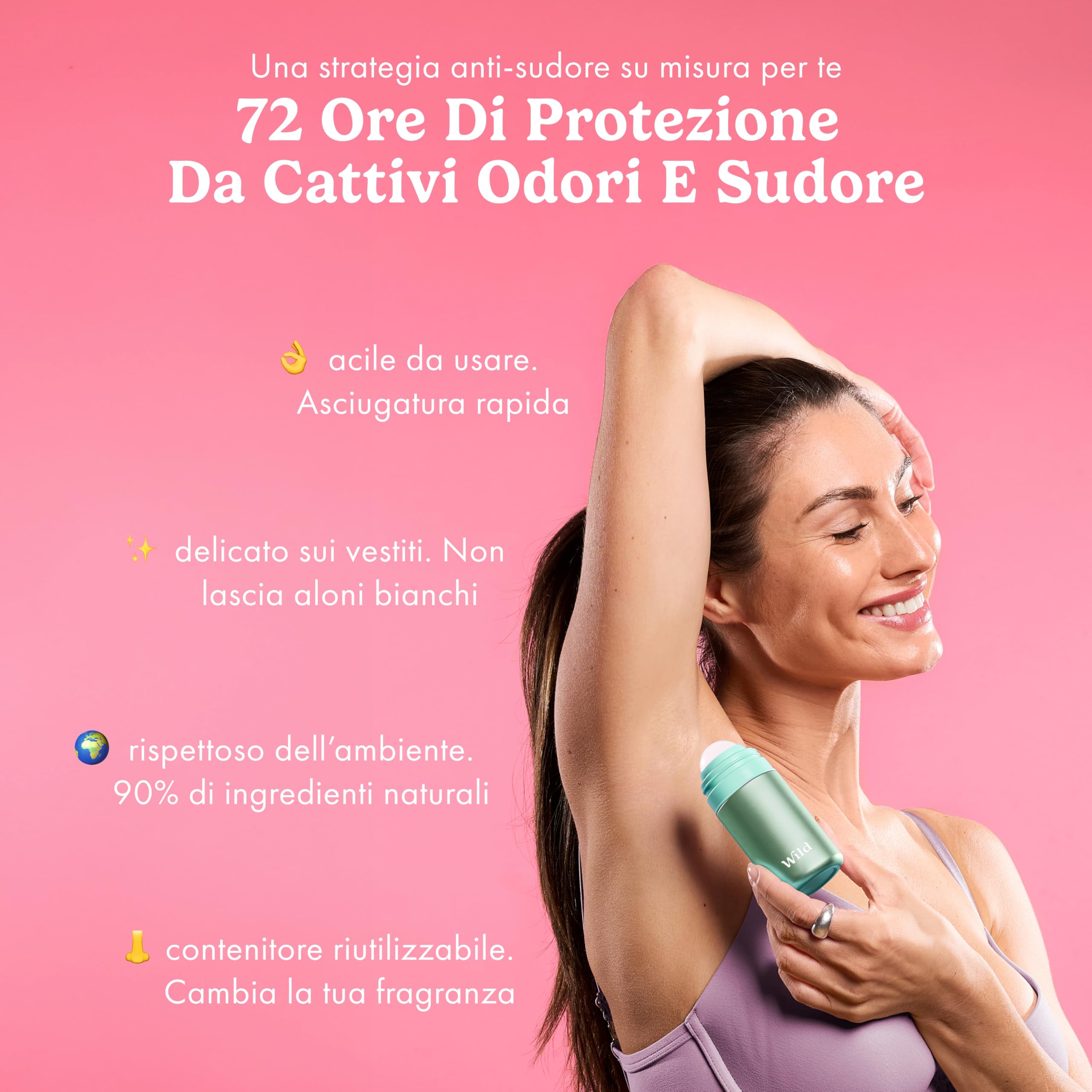Confezione con ricariche del deodorante antitraspirante Wild per uomo - 72h di protezione dagli odori - Vegano al 90% - Adatto alle pelli sensibili - Amber & Oud, Thunderstorm, Cedar & Sandalwood
