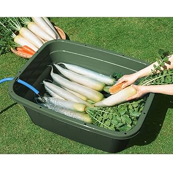 Amazon｜新輝合成 トンボ 角型 タライ 水抜き栓付き ホース穴