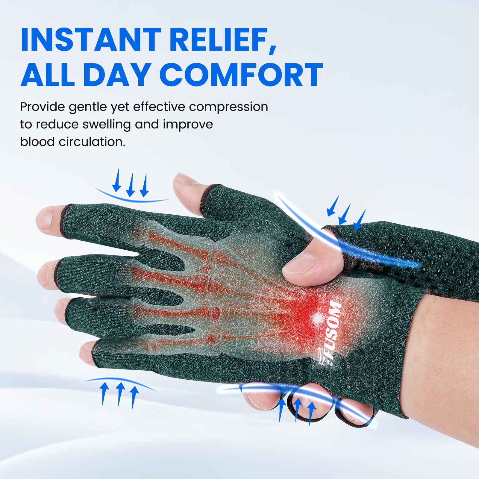 Arthritis Gloves for Women for Pain, Men and Women Fingerless Compression Gloves for Hand Pain and Osteoarthritis Compression Gloves Women,XS,DarkSlateGray - 3