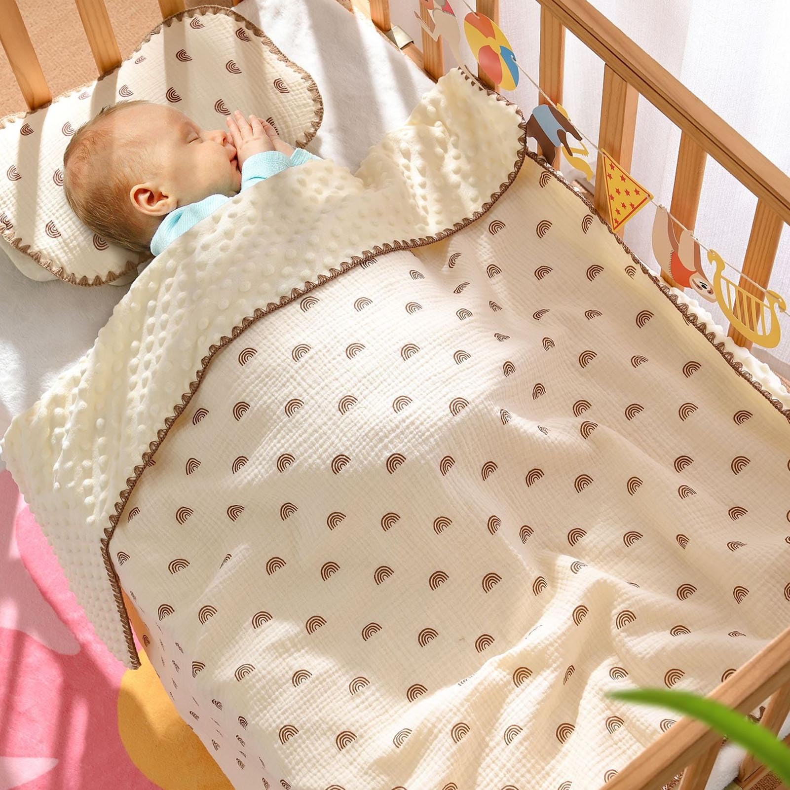 Breathable Soft Summer Cooling Baby Blanket with Cute Printing and Dotted Backing for Kindergarten Toddler (Colorful) - Image 4