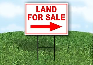 LAND FOR SALE RIGHT arrow red - Single Sided Yard Sign ROAD SIGN with Stand