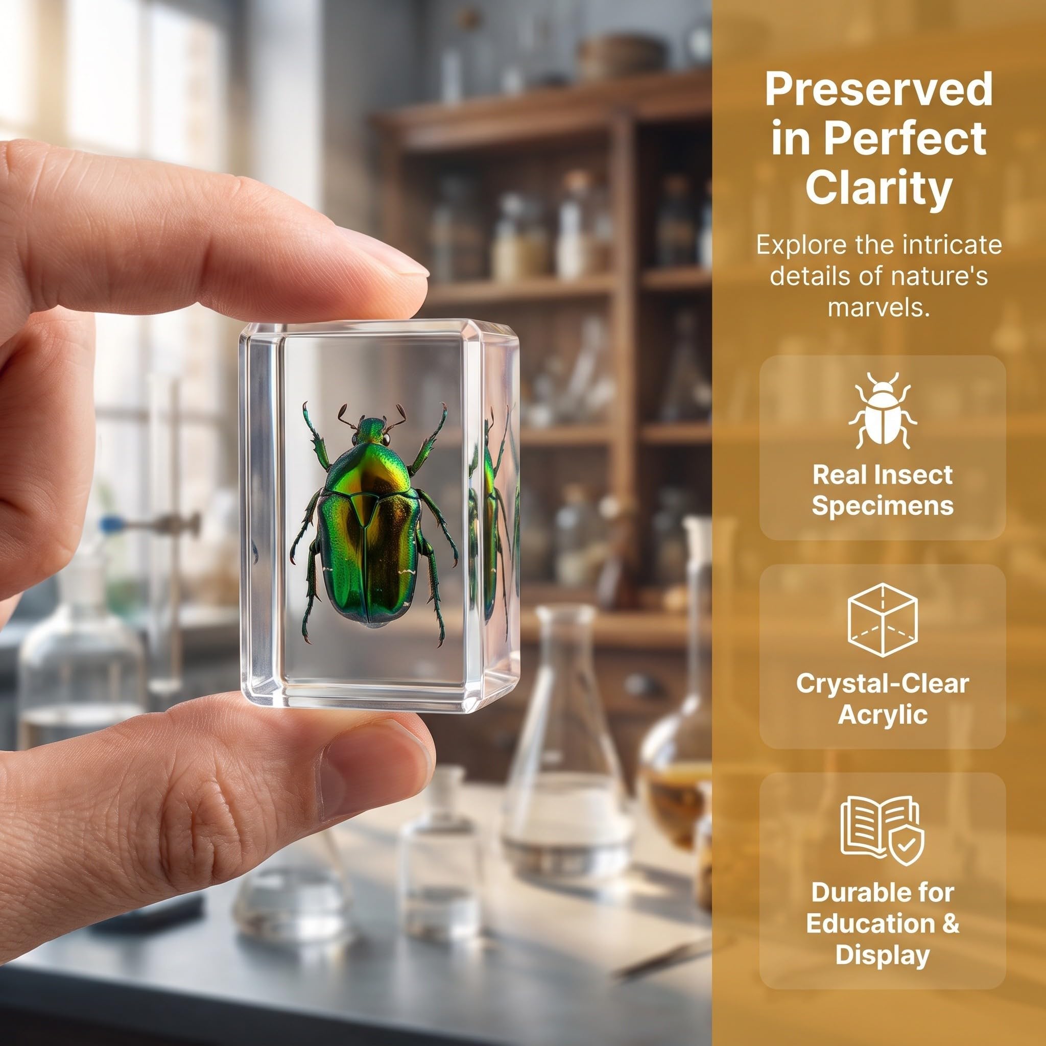 YARNOW 20 Pezzi Specimen Entomologico in Resina Trasparente per | Valore Espositivo, Lettura Visiva Chiara, Supporto Didattico Versatile, per Aula di Biologia e Collezione