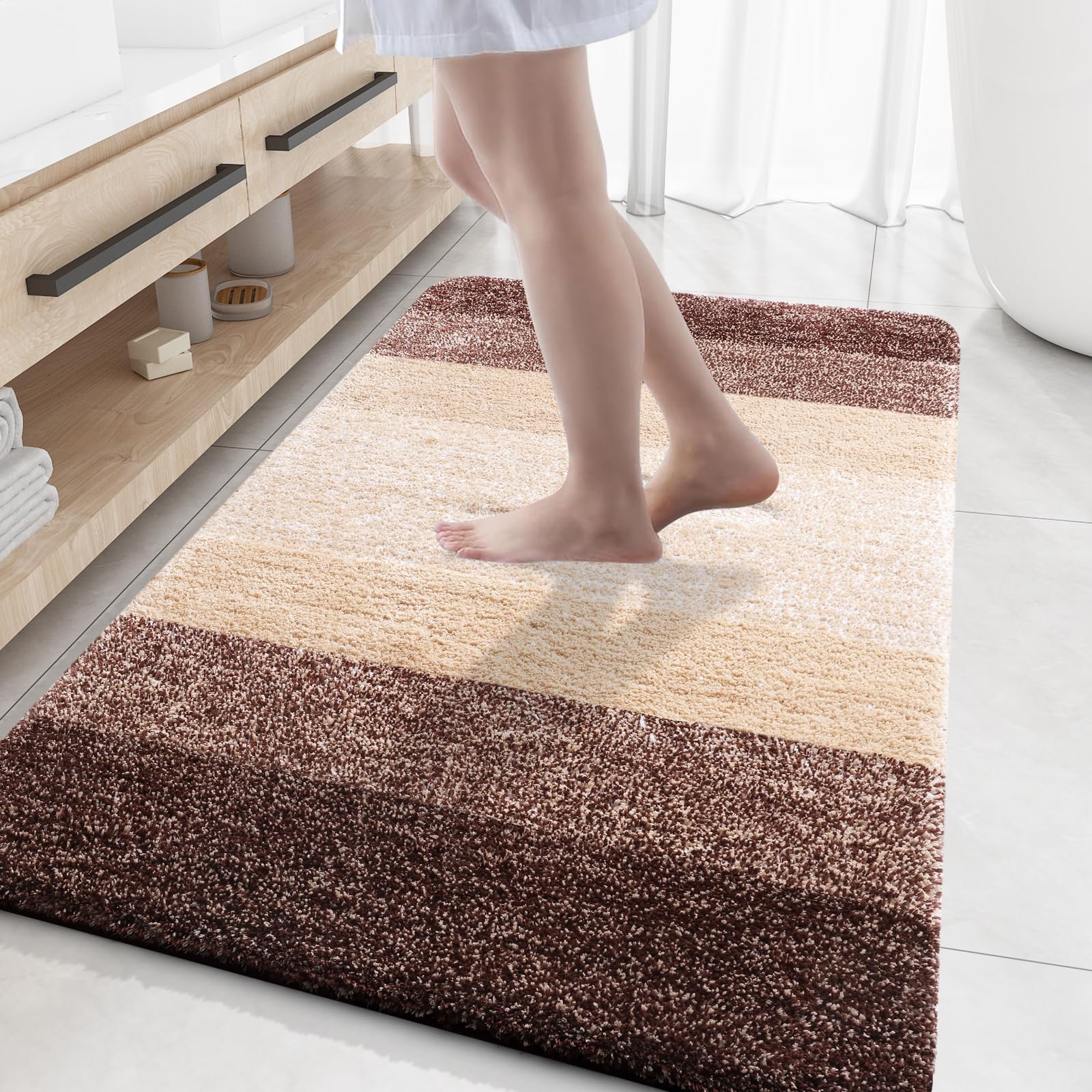 Photo 1 of ** dirt from transport OLANLY Bathroom Rug Mat 59x35, Extra Soft Absorbent Microfiber Bath Rugs, Rubber Backing, Quick Dry, Machine Washable Bath Mats for Bathroom Floor, Tub and Shower, Home Decor Accessories, Brown