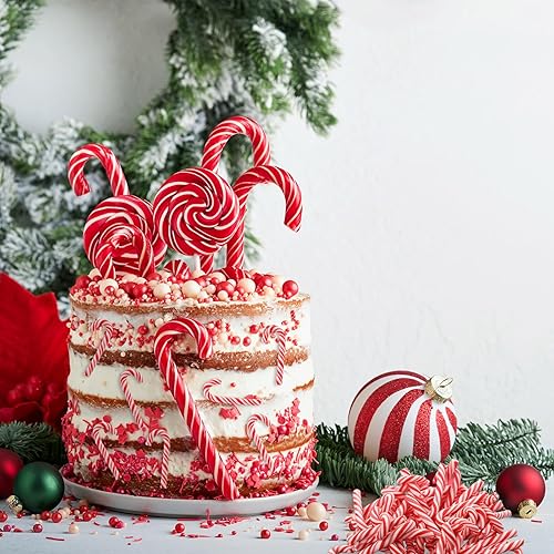 Miniatura 3 de Giegxin 60 caramelos de Navidad para manualidades, adornos de menta falsos de plástico, adornos de menta, mini caramelos falsos para colgar en el