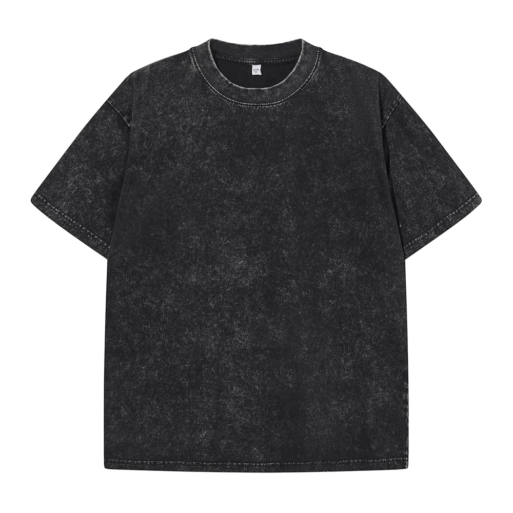 60s Wash and Wear cotton shirts ブラック　L GETUBACK Mens Washed Vintage T-Shirt Summer Casual T Shirts